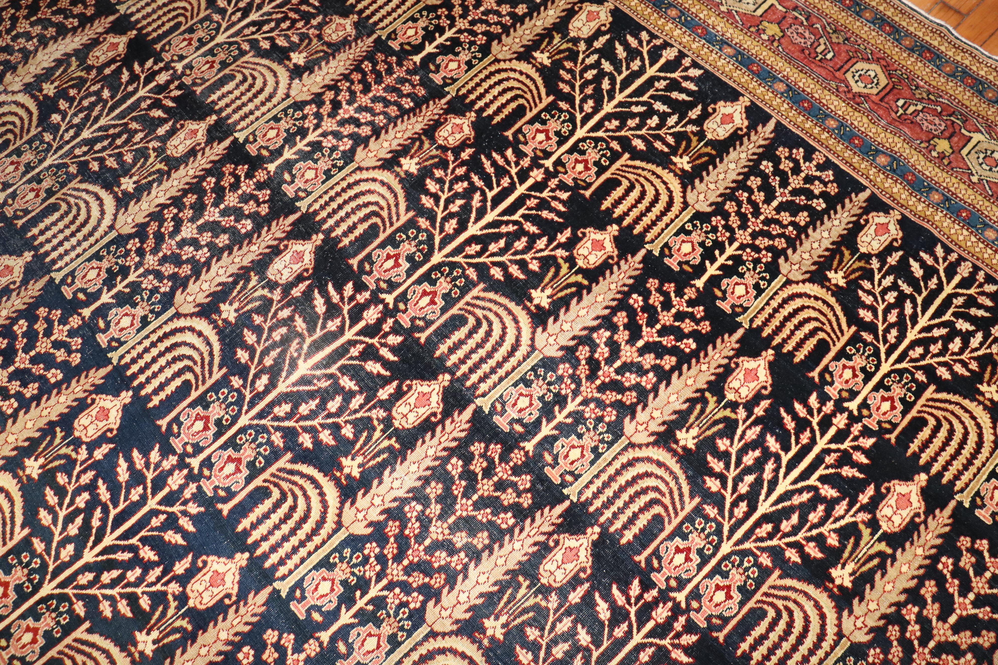 Lana Tappeto Zabihi Collection'S antico Tabriz con albero di salice in vendita