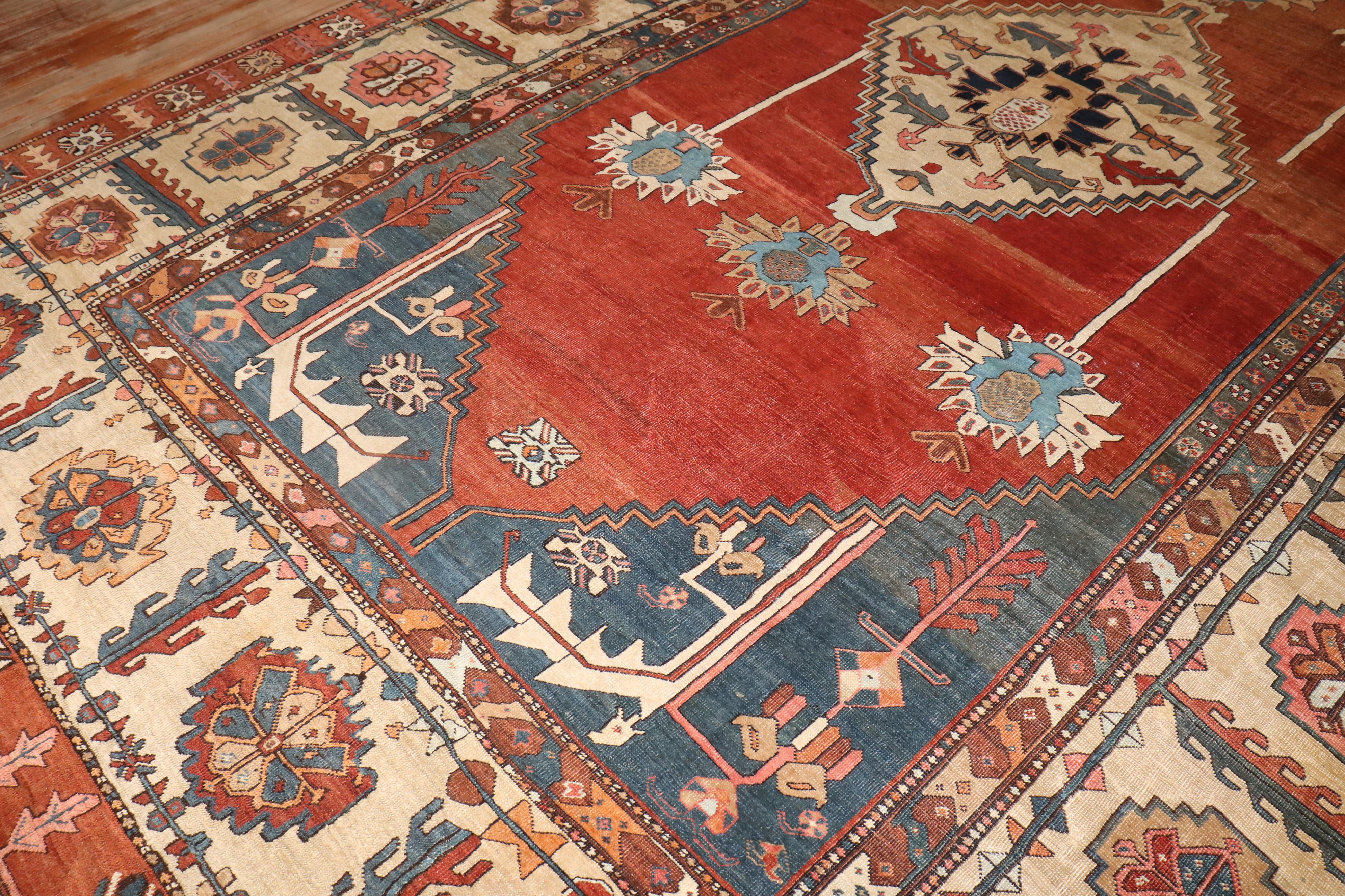 Zabihi Collection Antique Tribal Persian Bakshaish  Rug In Good Condition For Sale In New York, NY