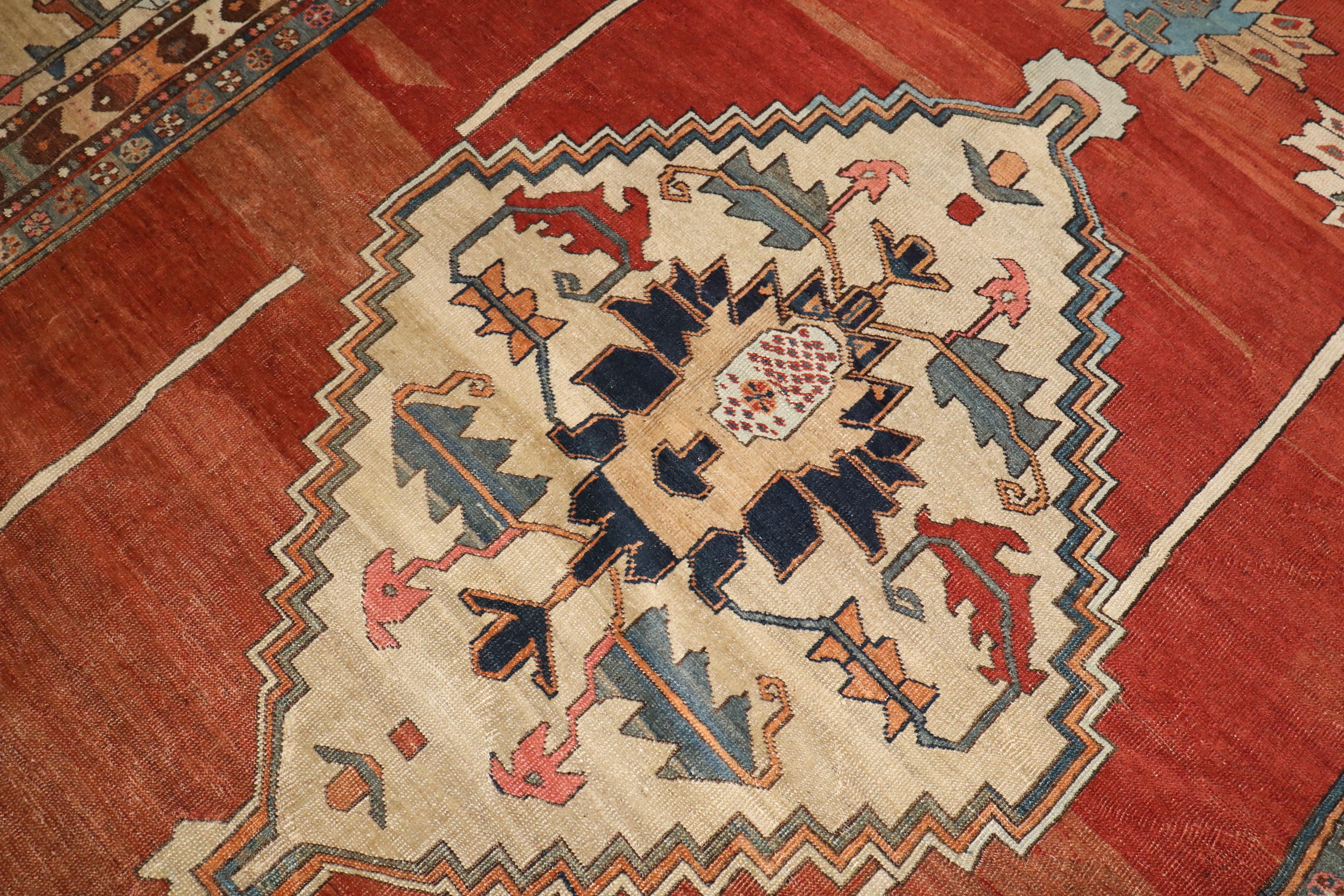 Wool Zabihi Collection Antique Tribal Persian Bakshaish  Rug For Sale