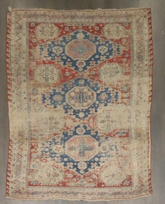 Zabihi Collection Antique Tribal Soumac Worn Rug