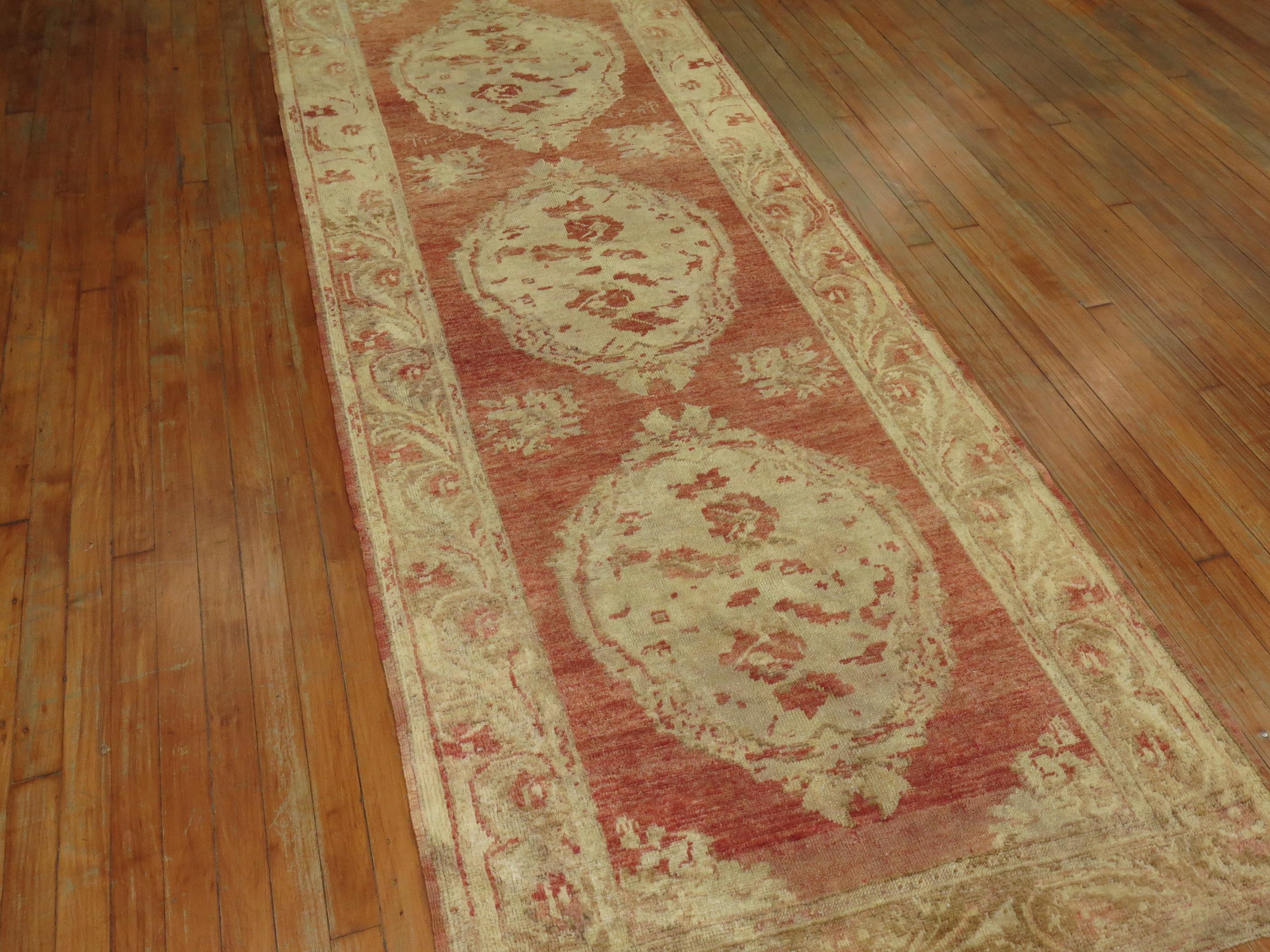 Colonial Revival Zabihi Collection Antique Turkish Floral Runner For Sale