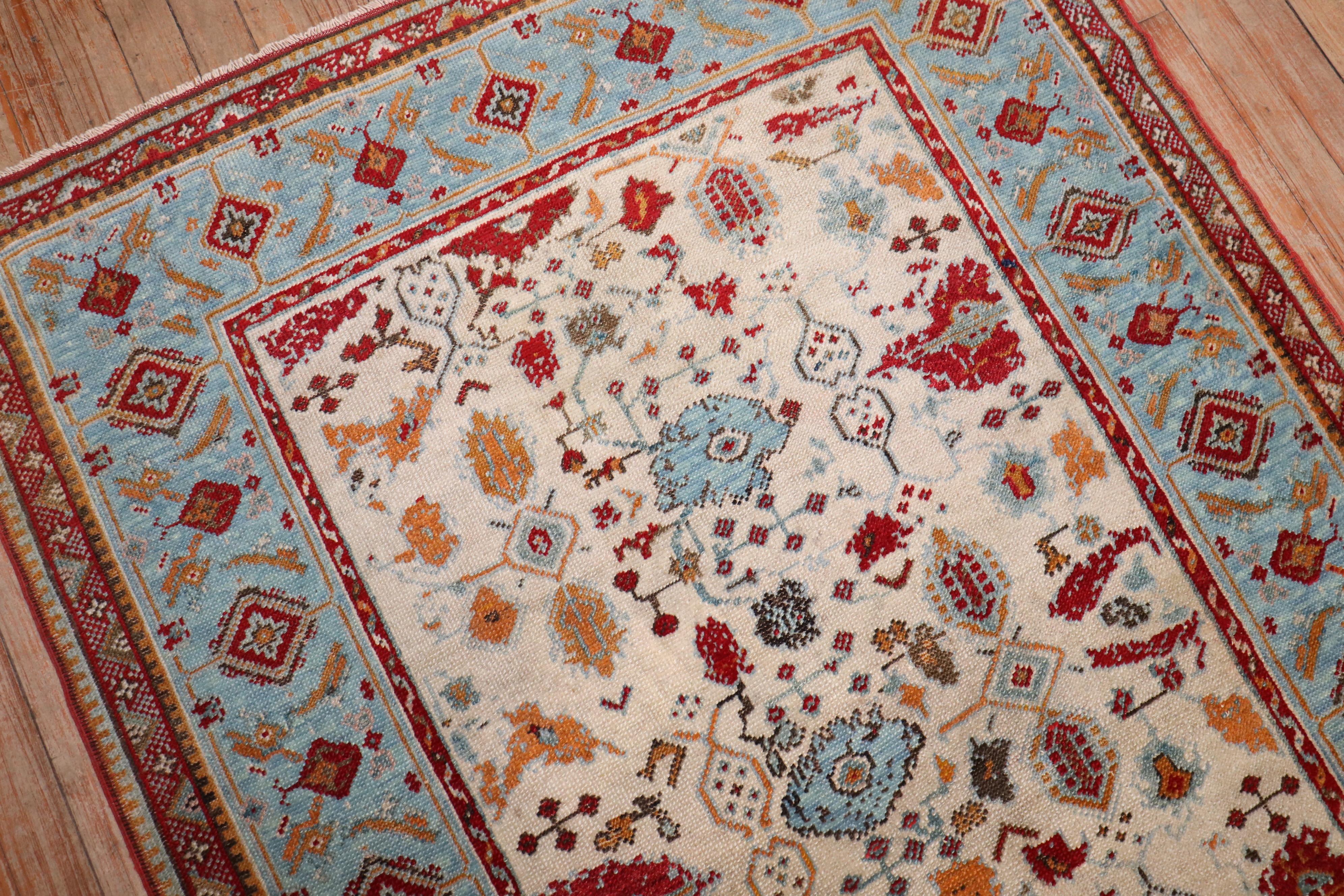 Hand-Knotted Zabihi Collection Antique Turkish Ghiordes Rug For Sale