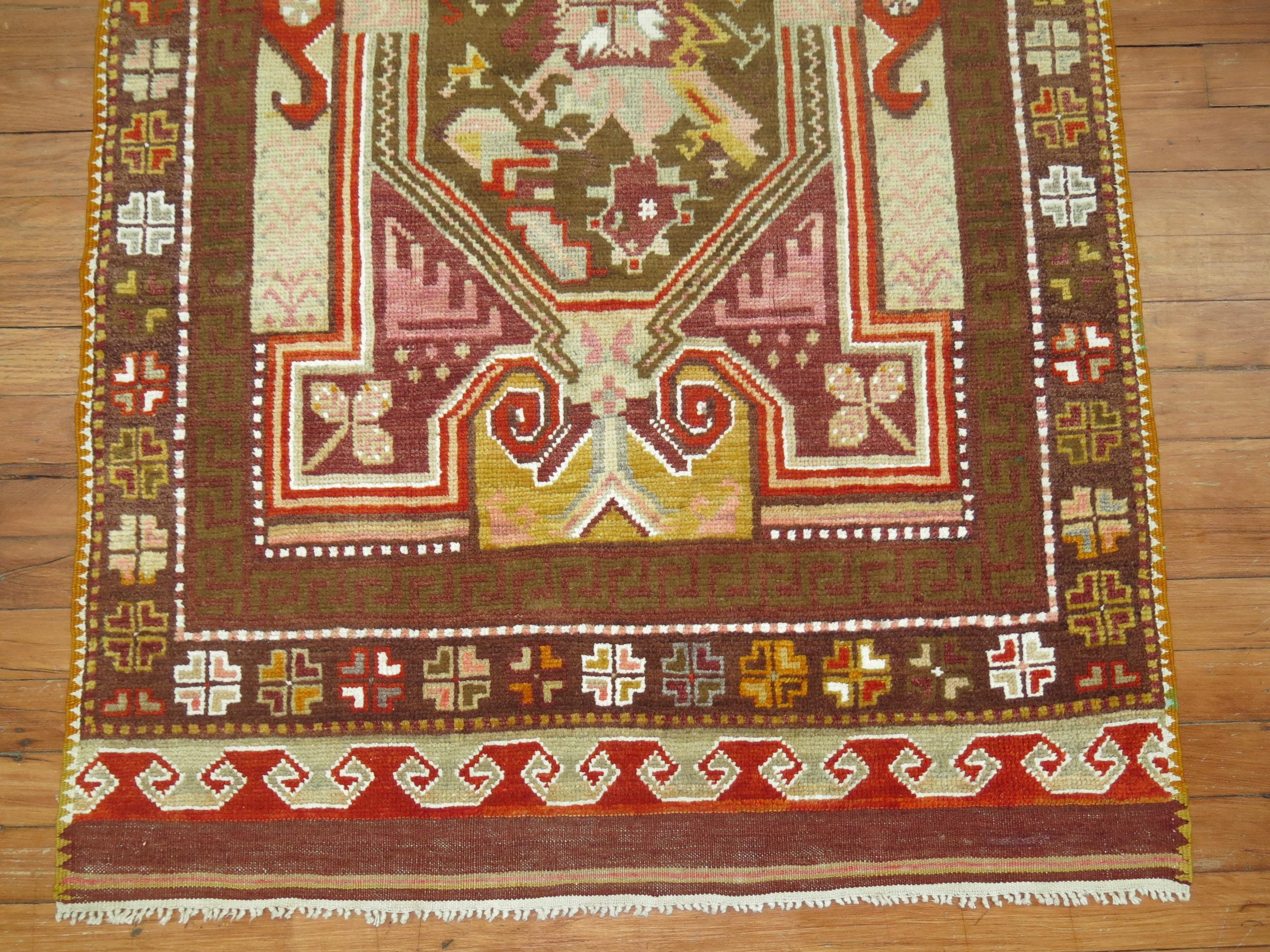 Annodato a mano Tappeto a dispersione Zabihi Collection'S antico tappeto turco Ghiordes in vendita