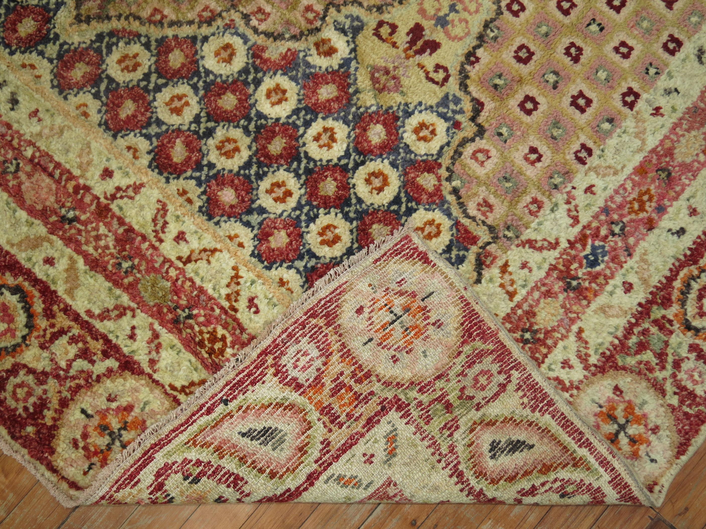 Hand-Knotted Zabihi Collection Antique Turkish Ghiordes Scroll Rug For Sale