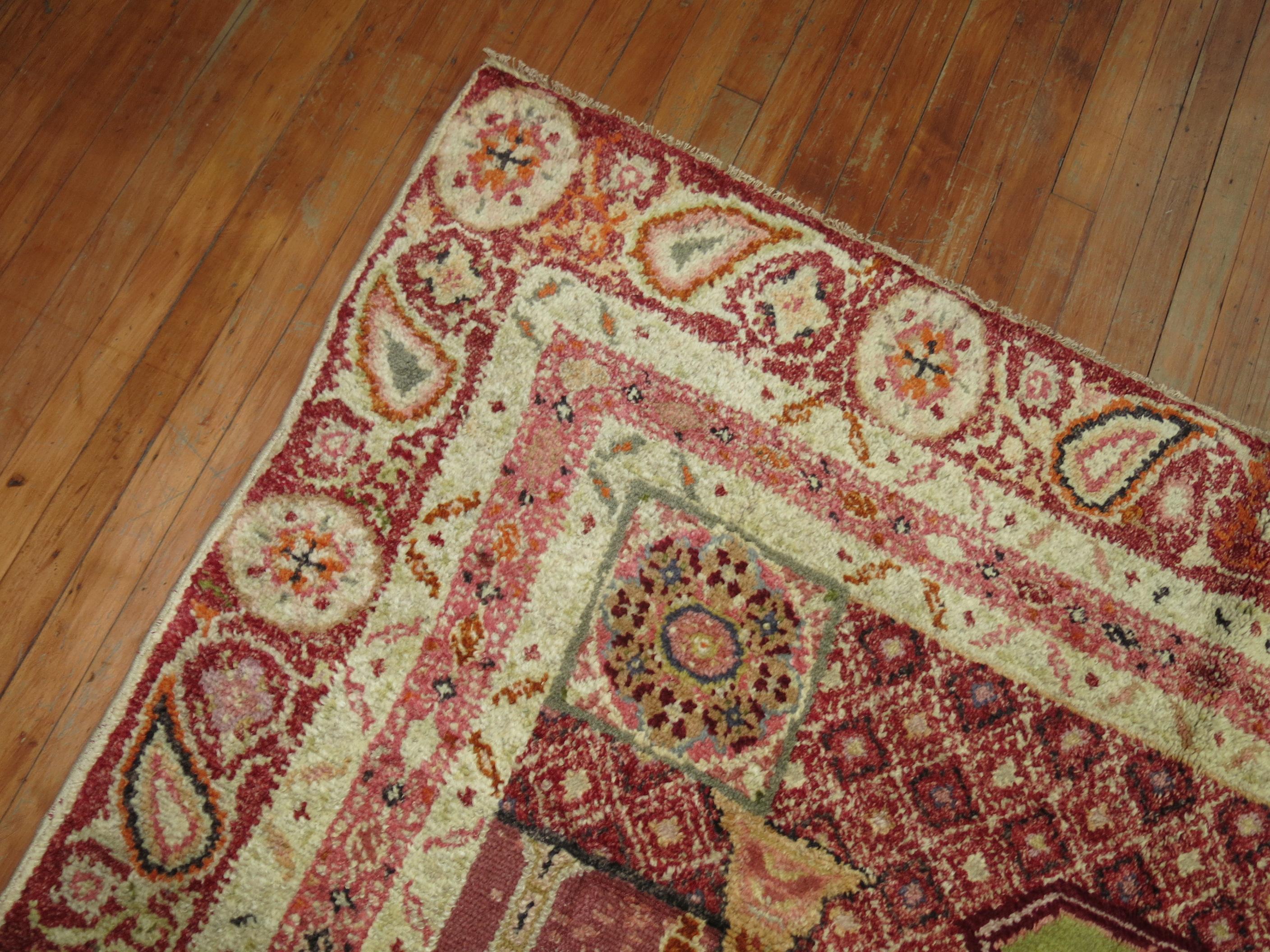 20th Century Zabihi Collection Antique Turkish Ghiordes Scroll Rug For Sale
