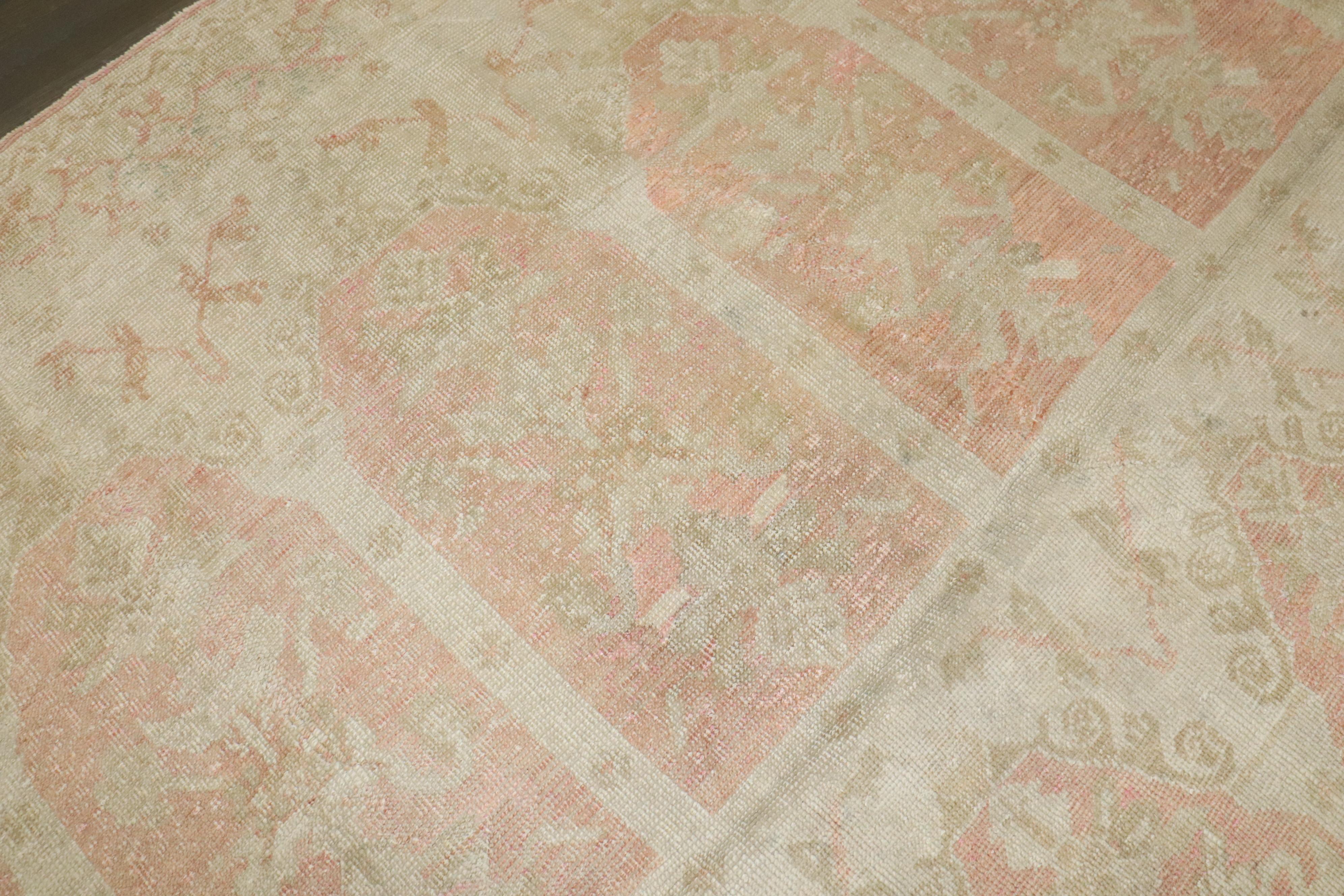 Zabihi Collection Antique Turkish Ghiordes Soft Pink Gallery Corridor Rug For Sale 4