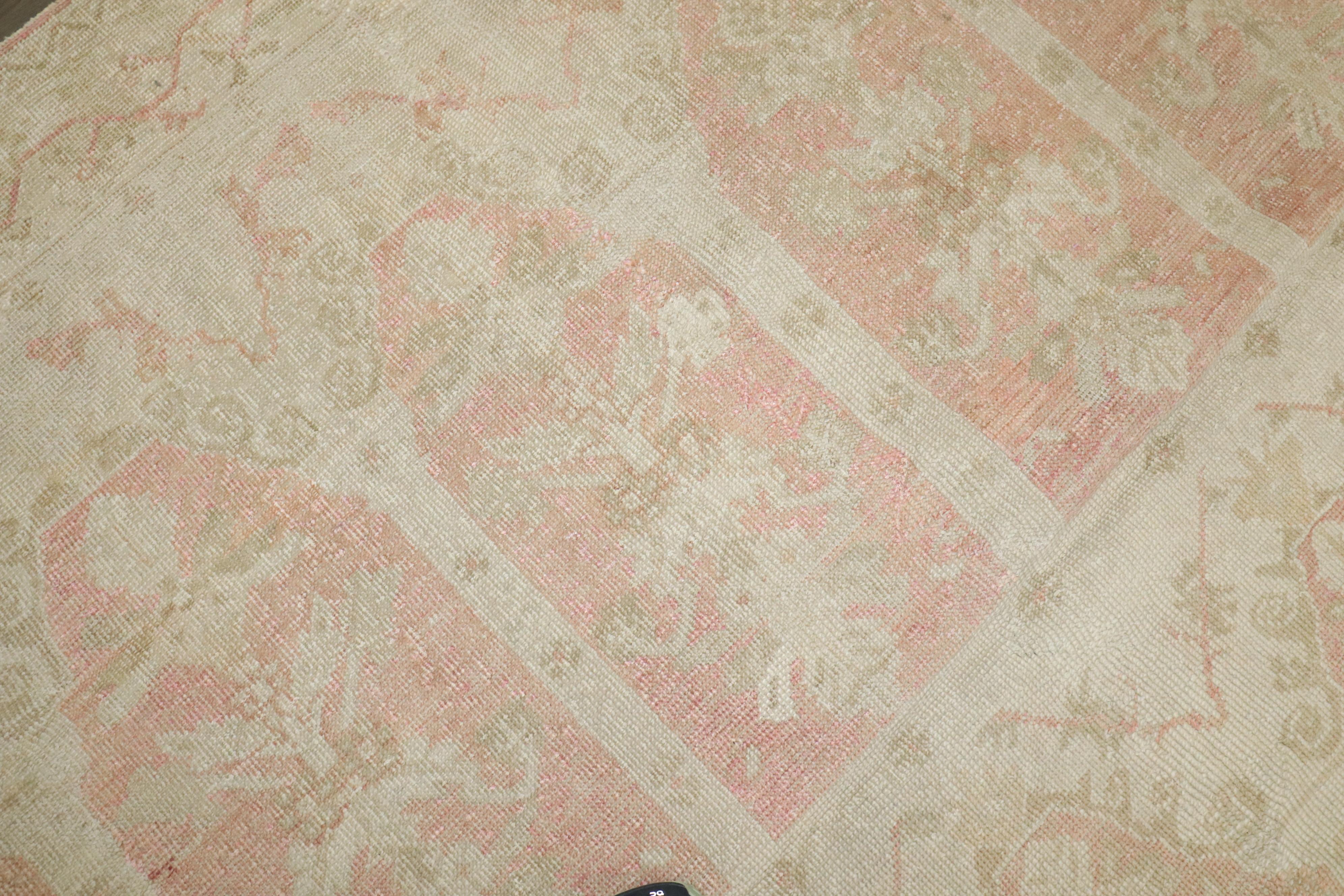 Zabihi Collection Antique Turkish Ghiordes Soft Pink Gallery Corridor Rug For Sale 6