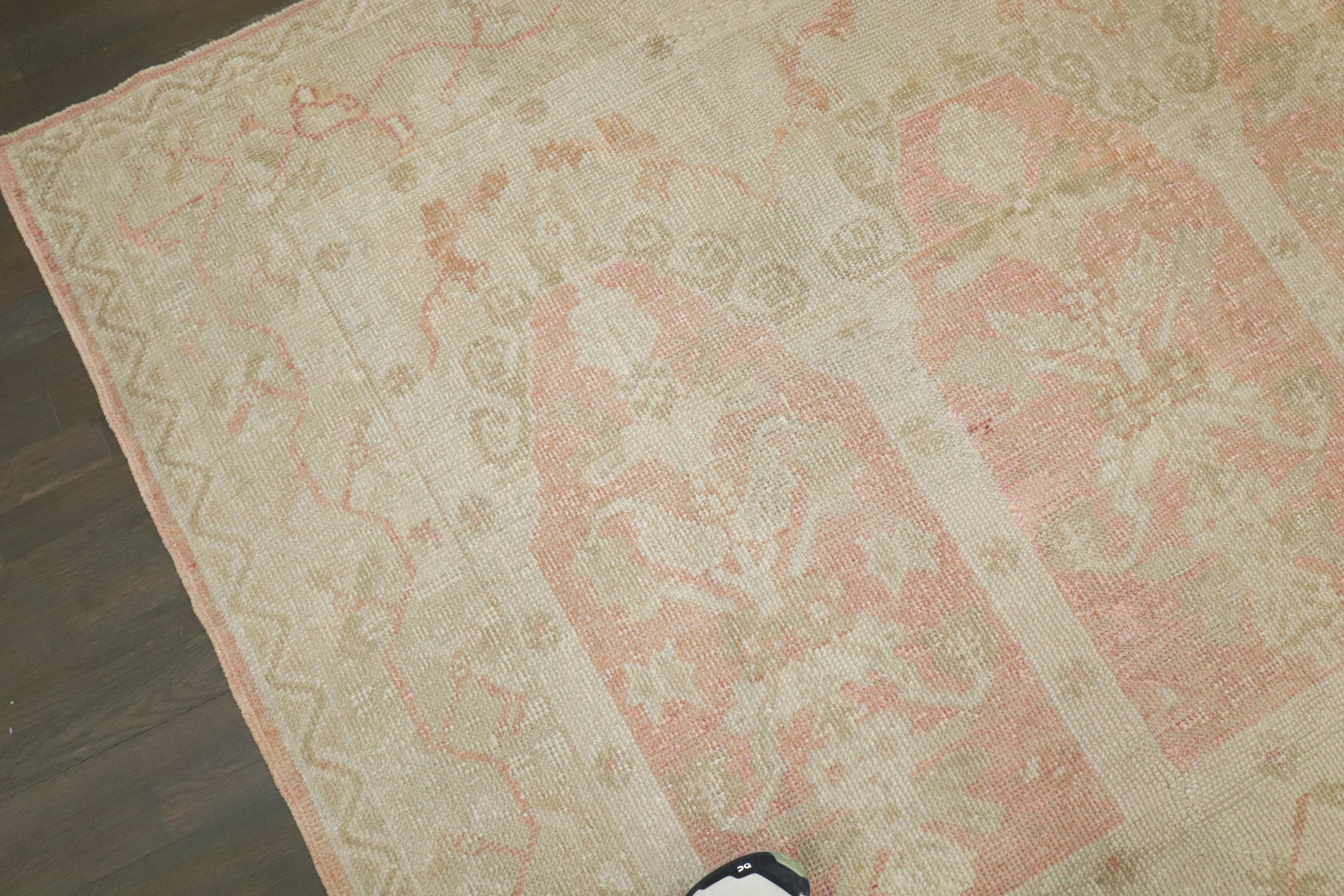 Zabihi Collection Antique Turkish Ghiordes Soft Pink Gallery Corridor Rug For Sale 7