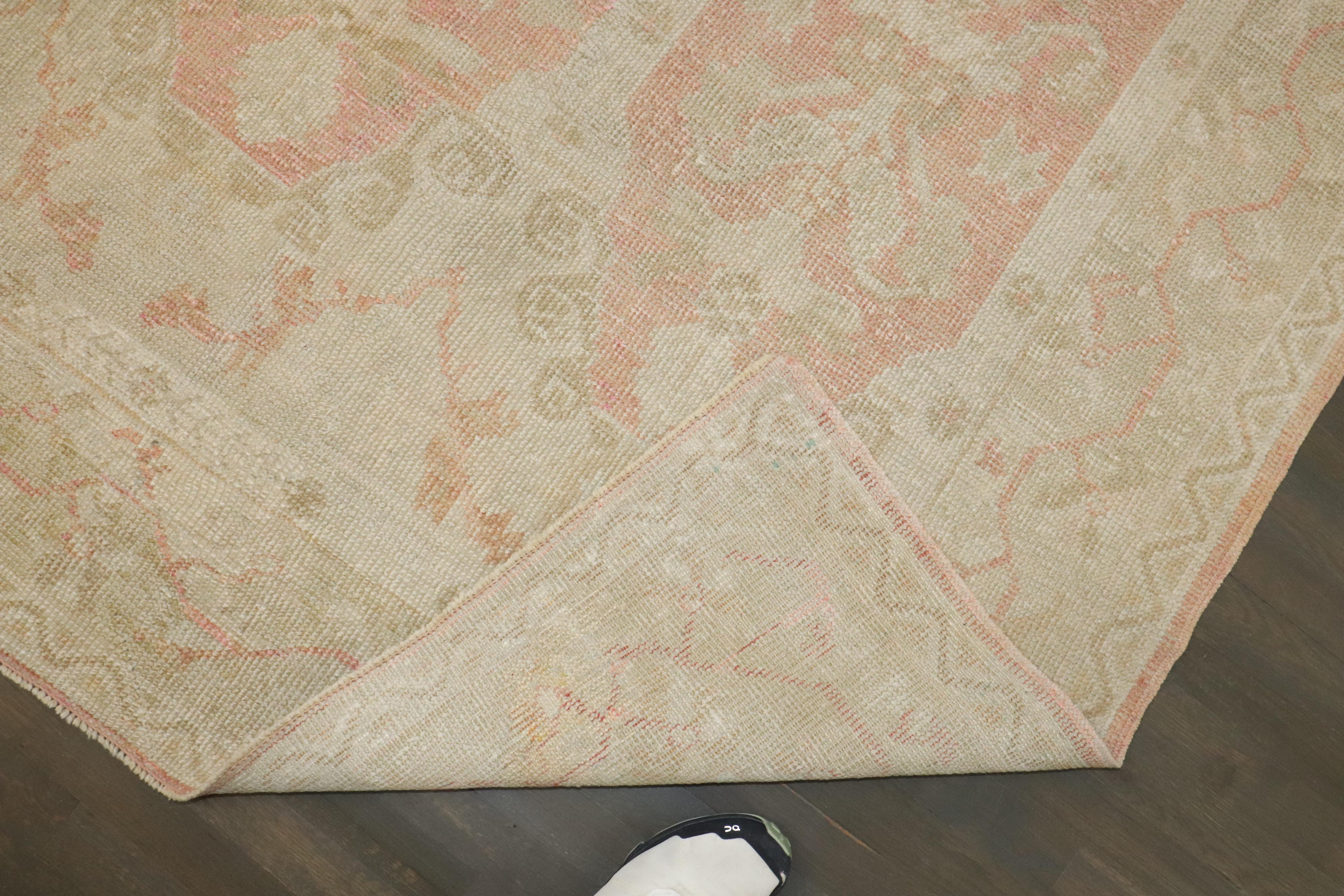 Zabihi Collection Antique Turkish Ghiordes Soft Pink Gallery Corridor Rug For Sale 8