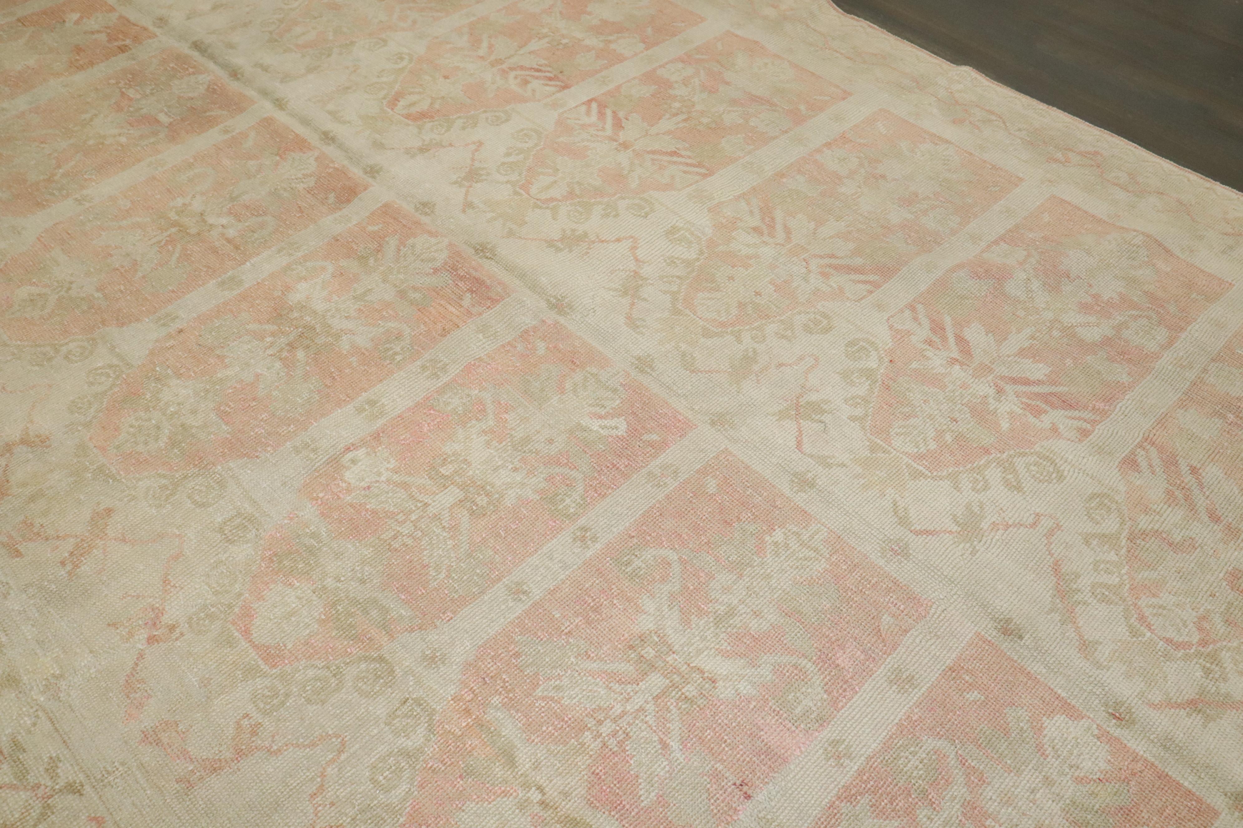 Zabihi Collection Antique Turkish Ghiordes Soft Pink Gallery Corridor Rug In Good Condition For Sale In New York, NY