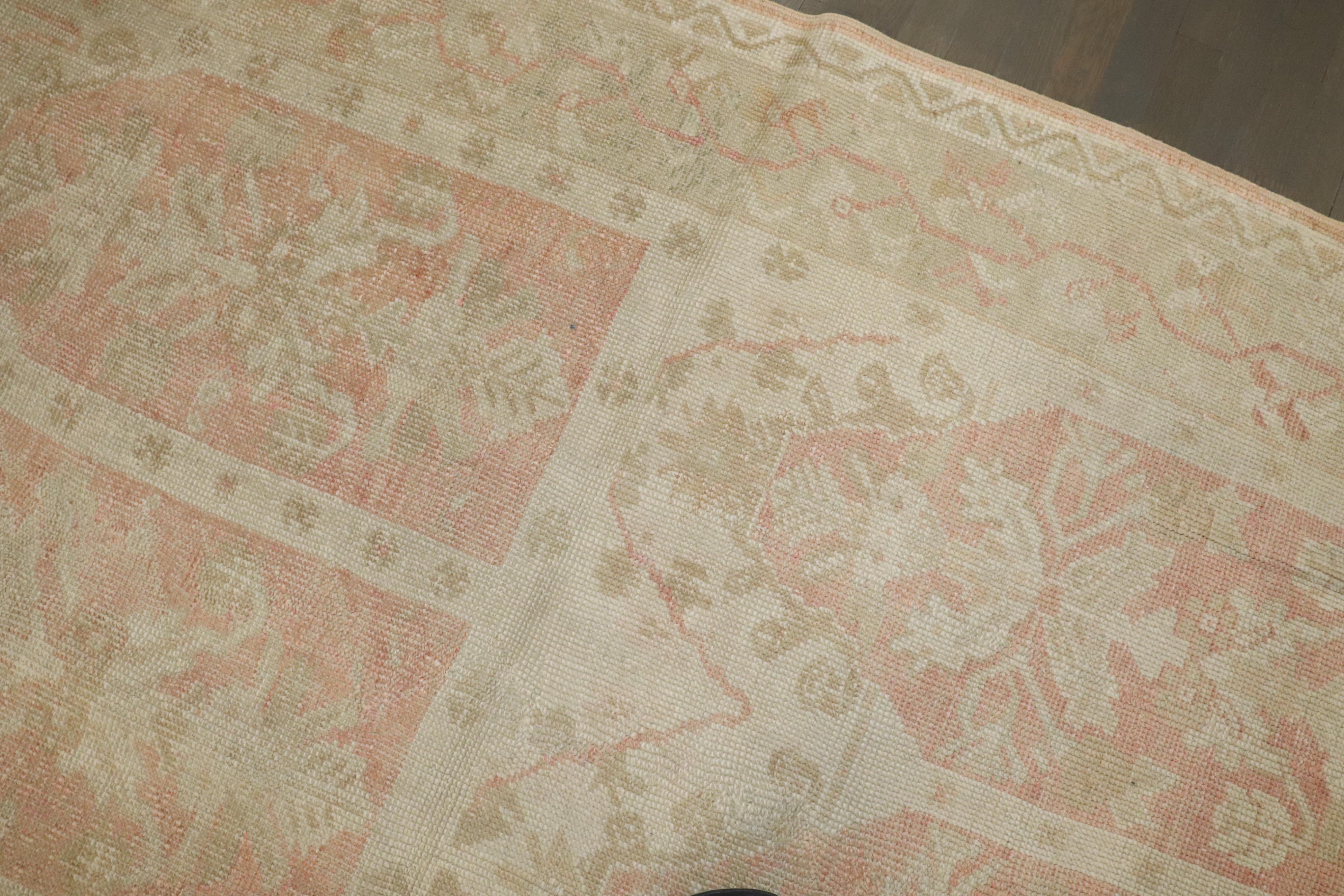 Zabihi Collection Antique Turkish Ghiordes Soft Pink Gallery Corridor Rug For Sale 1