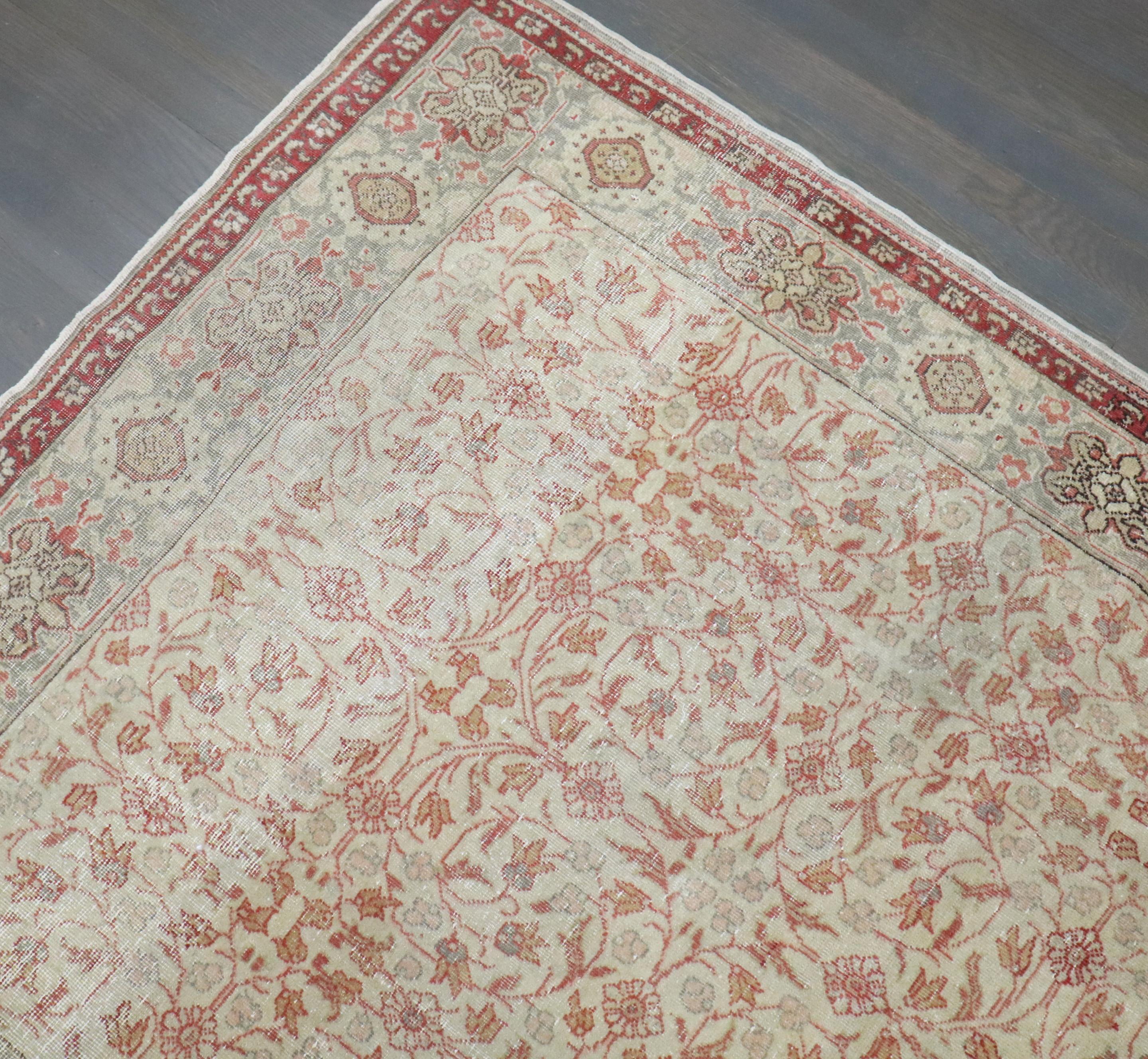 Hand-Knotted Zabihi Collection Antique Turkish Herekeh Rug For Sale