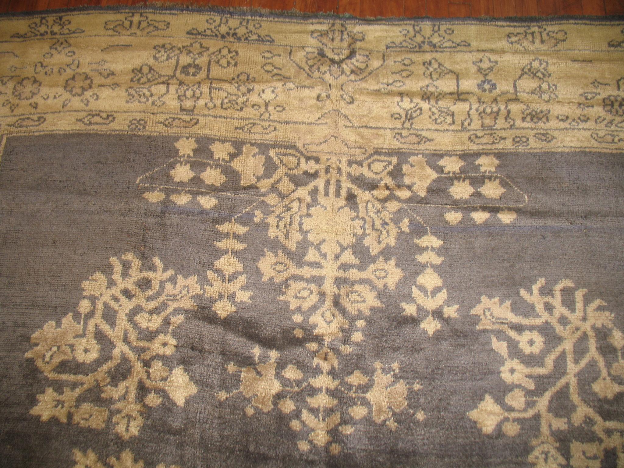 Archaistic Zabihi Collection Antique Turkish Oushak Rug For Sale