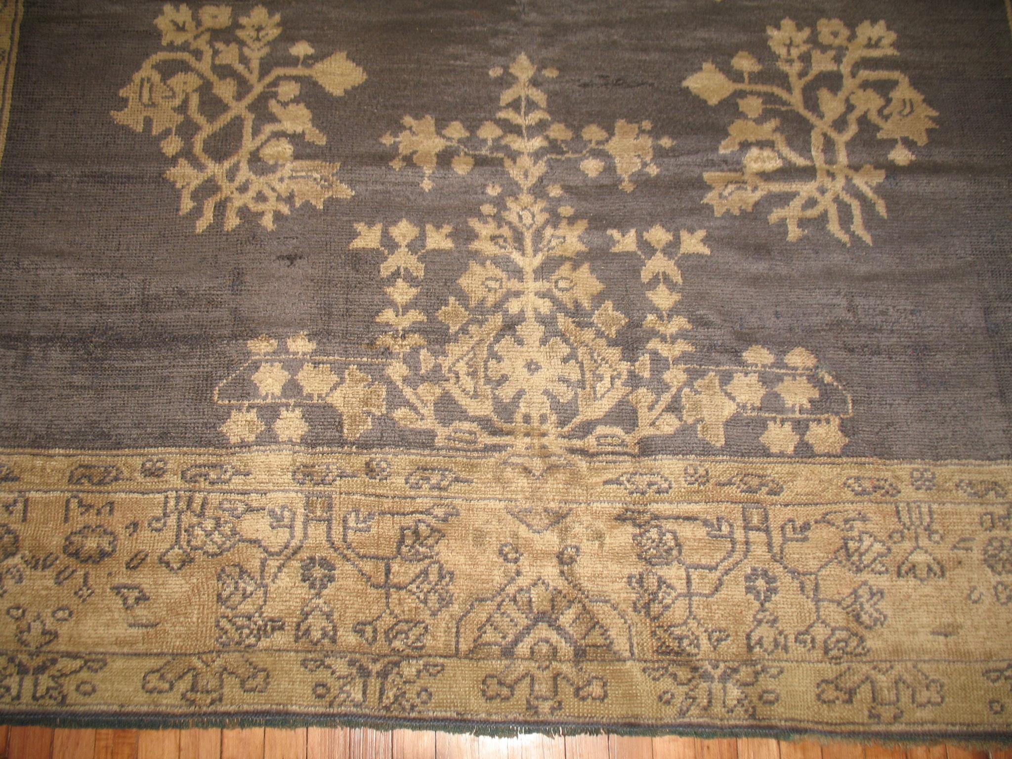 Hand-Woven Zabihi Collection Antique Turkish Oushak Rug For Sale