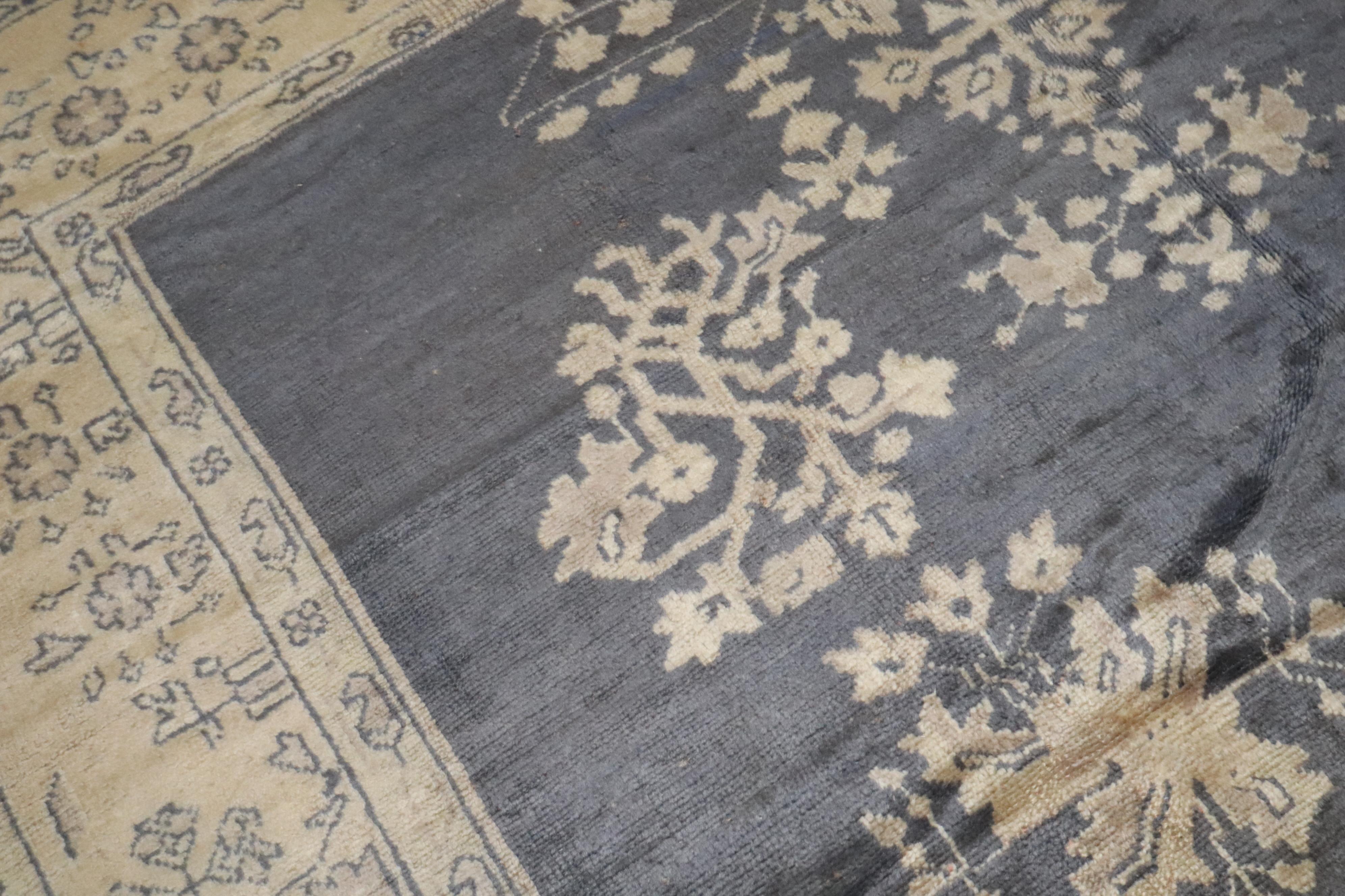 Hand-Woven Zabihi Collection Antique Turkish Oushak Rug For Sale
