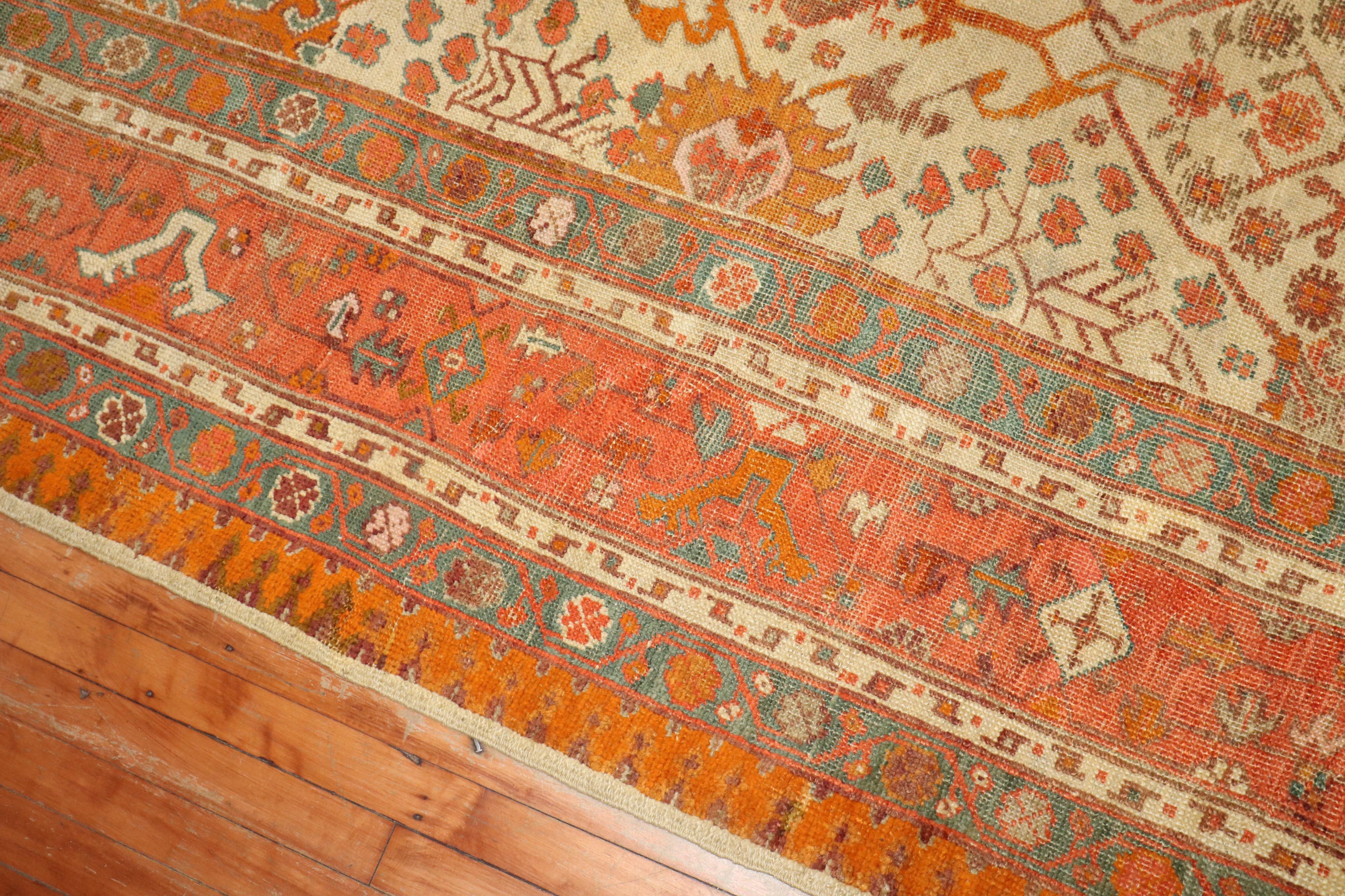 20th Century Zabihi Collection Antique Turkish Oushak Rug For Sale