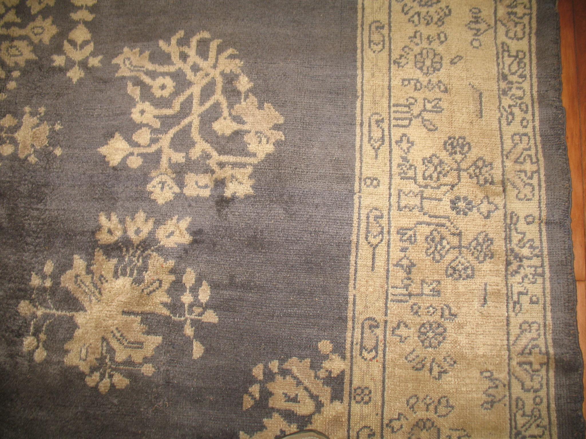 Wool Zabihi Collection Antique Turkish Oushak Rug For Sale
