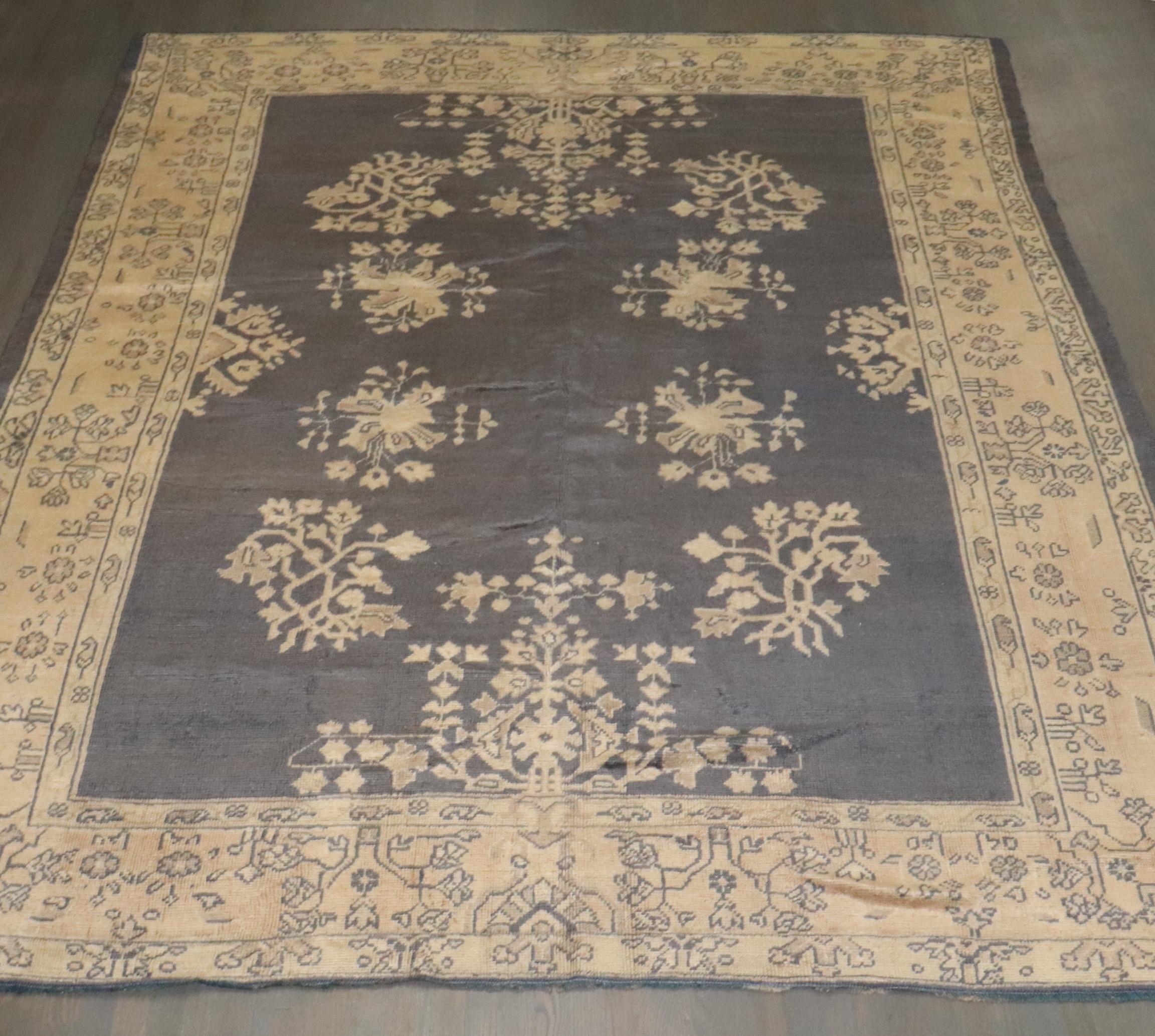 Zabihi Collection Antique Turkish Oushak Rug For Sale 2