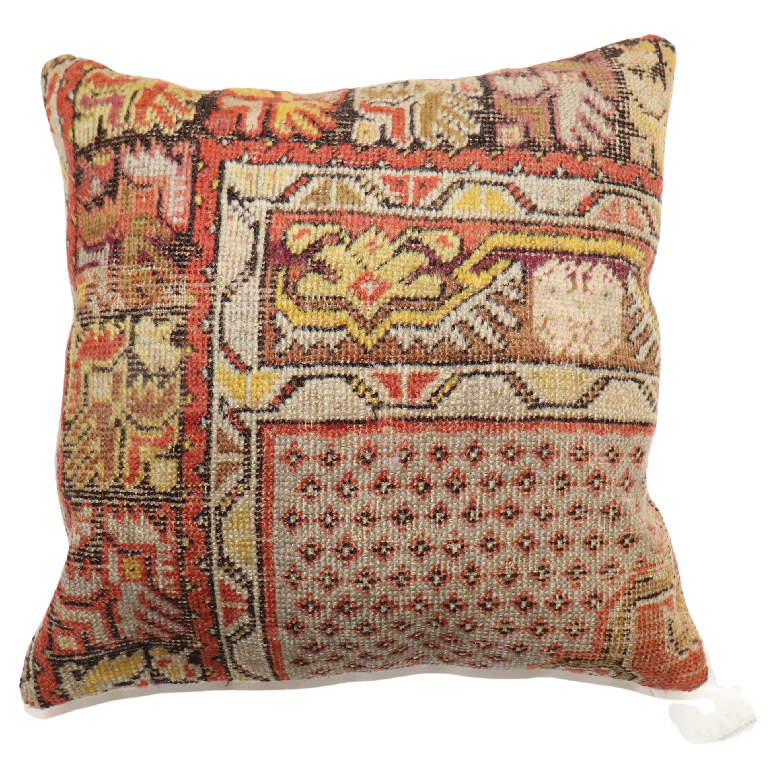 Zabihi Collection Antique Turkish Rug Pillow For Sale