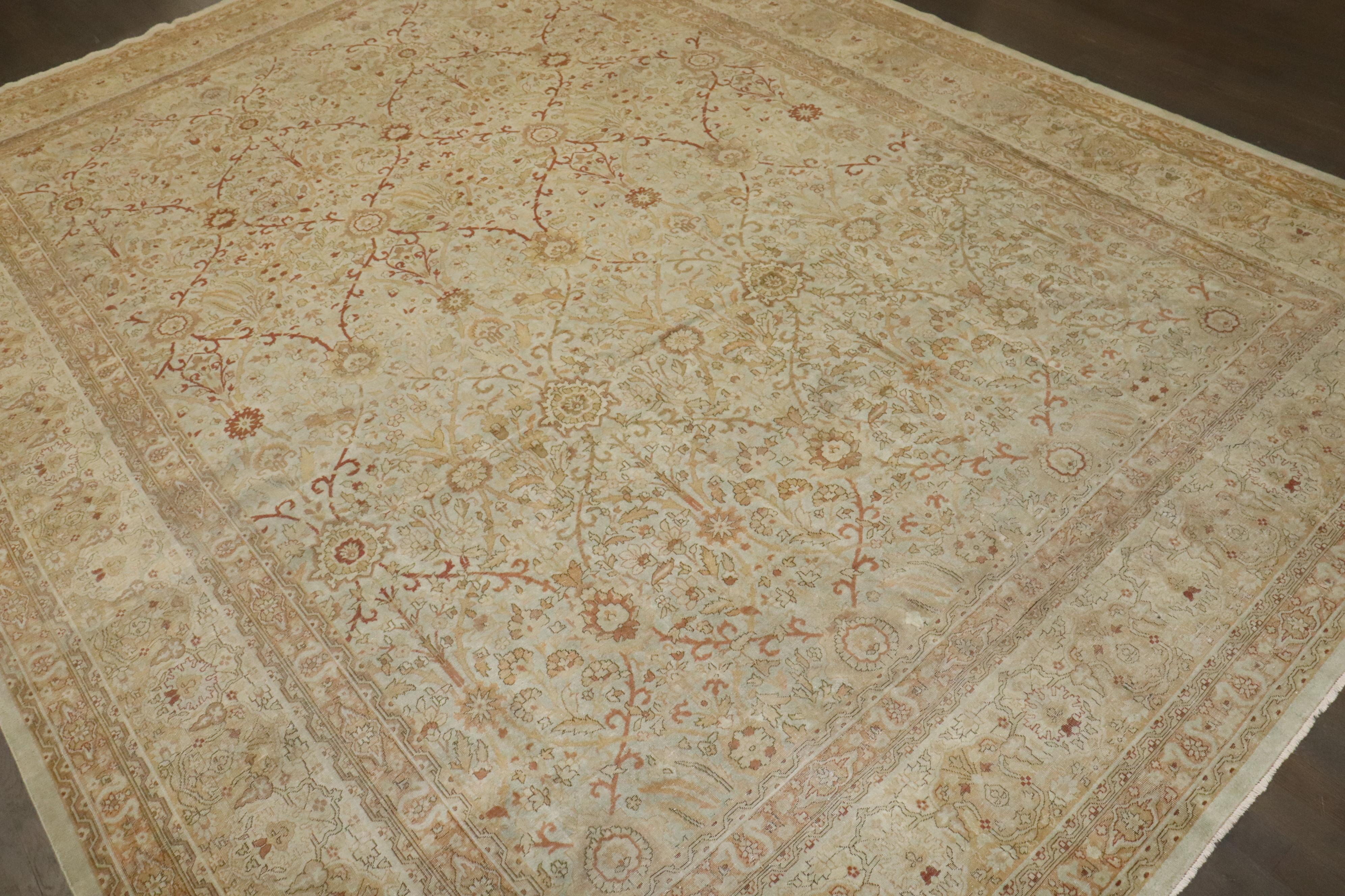Wool Zabihi Collection Antique Turkish Sivas Elegant Room Size Rug For Sale