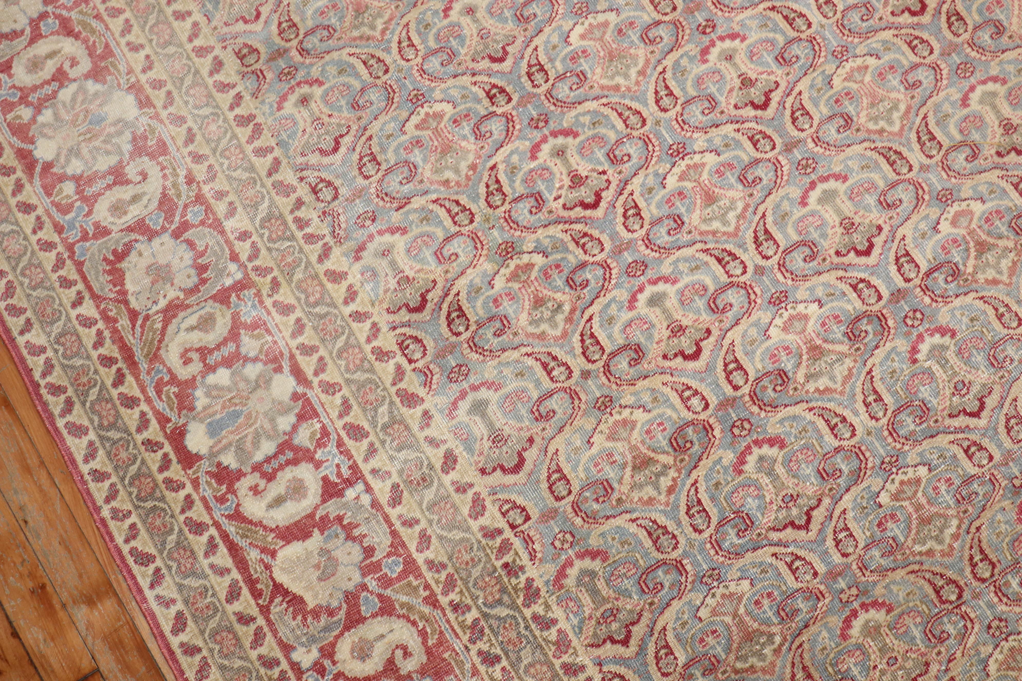 an early 20th Century Turkish Sivas Rug. red accents on a blue ground

Details
rug no.	31792
size	8' 4