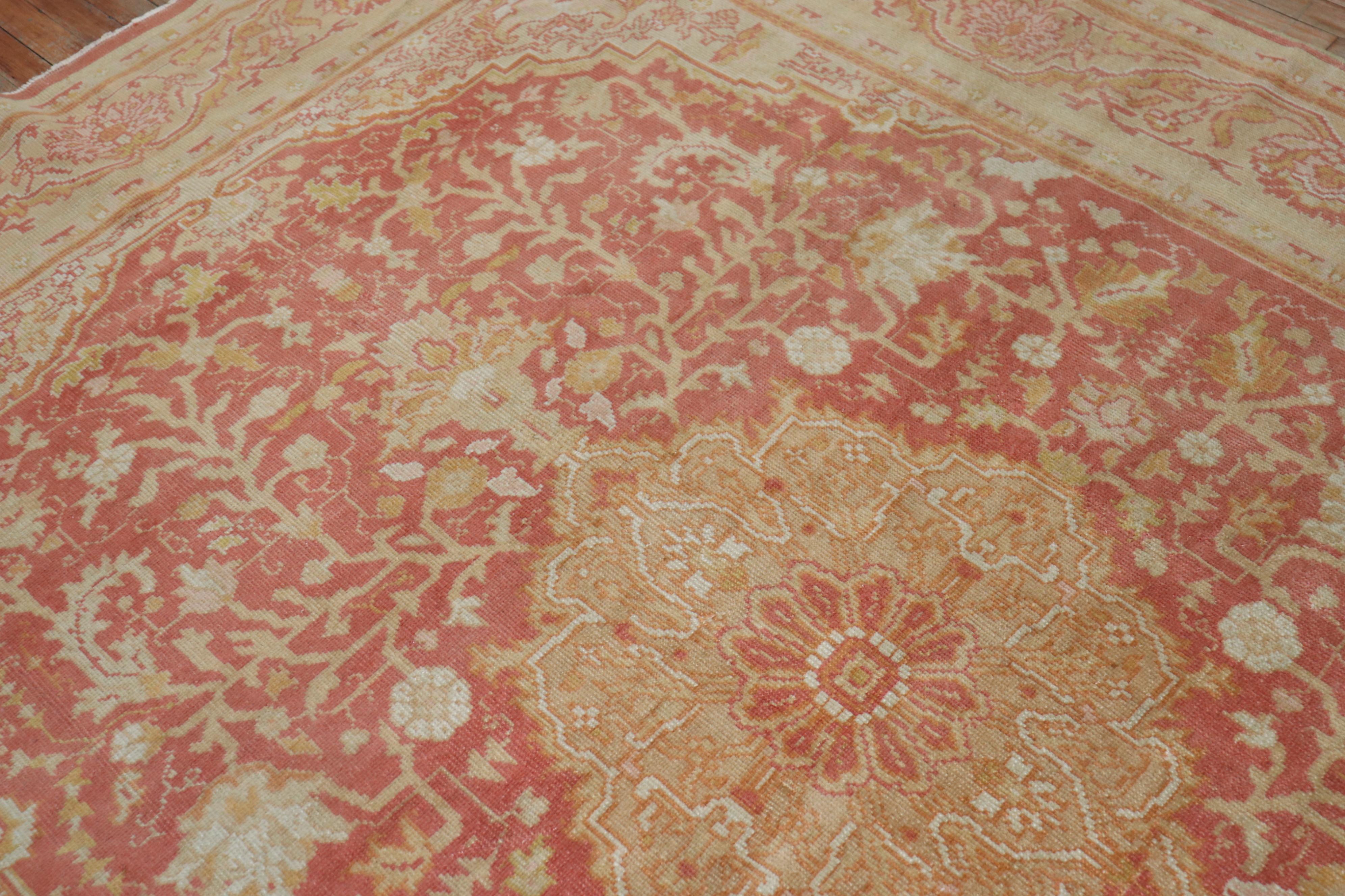 Zabihi Collection Antik Türkisch Sivas weich Rot Gold Teppich im Angebot 1