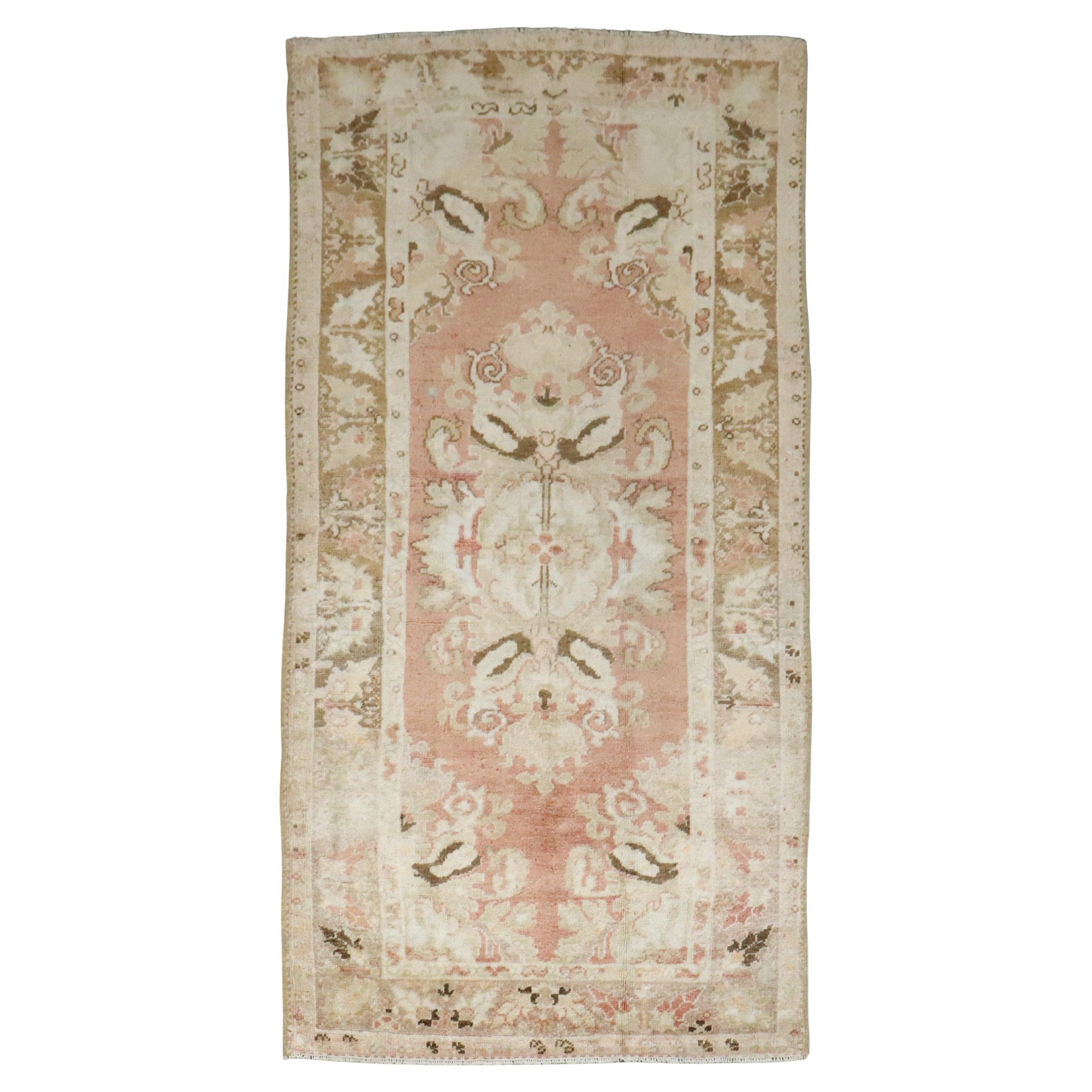 Zabihi Collection Antique Turkish Small Melas Pink Rug, 2'10'' x 5'6''