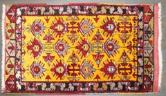 Zabihi Collection Antique Turkish Yellow Scatter Mini Rug