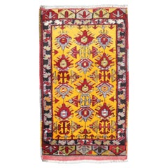 Zabihi Collection Antique Turkish Yellow Scatter Mini Rug