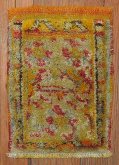 Zabihi Collection Antique Turkish Yellow Scatter Mouse Size Pad Rug