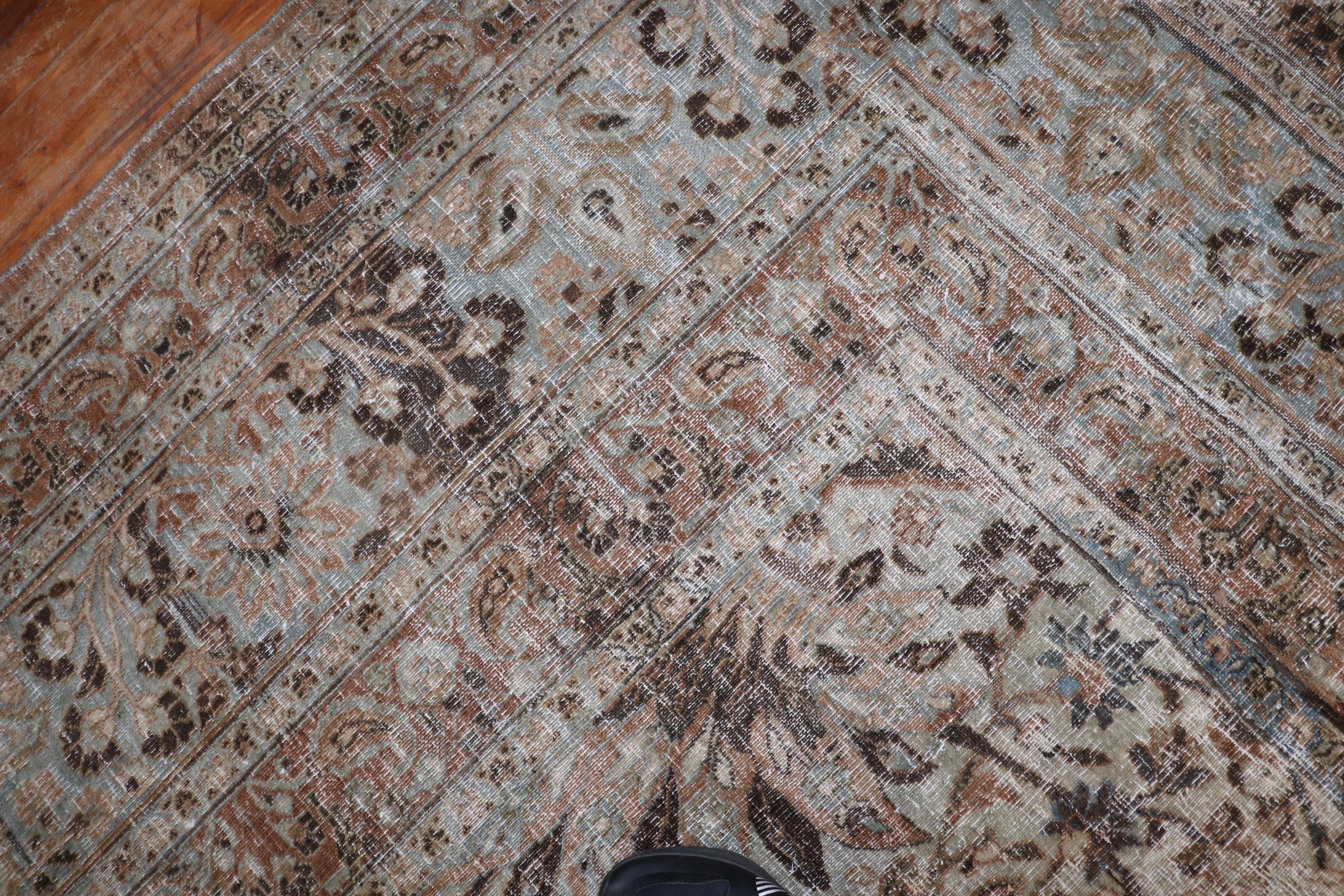 Zabihi Collection Antique Worn Persian Oversize Carpet For Sale 3