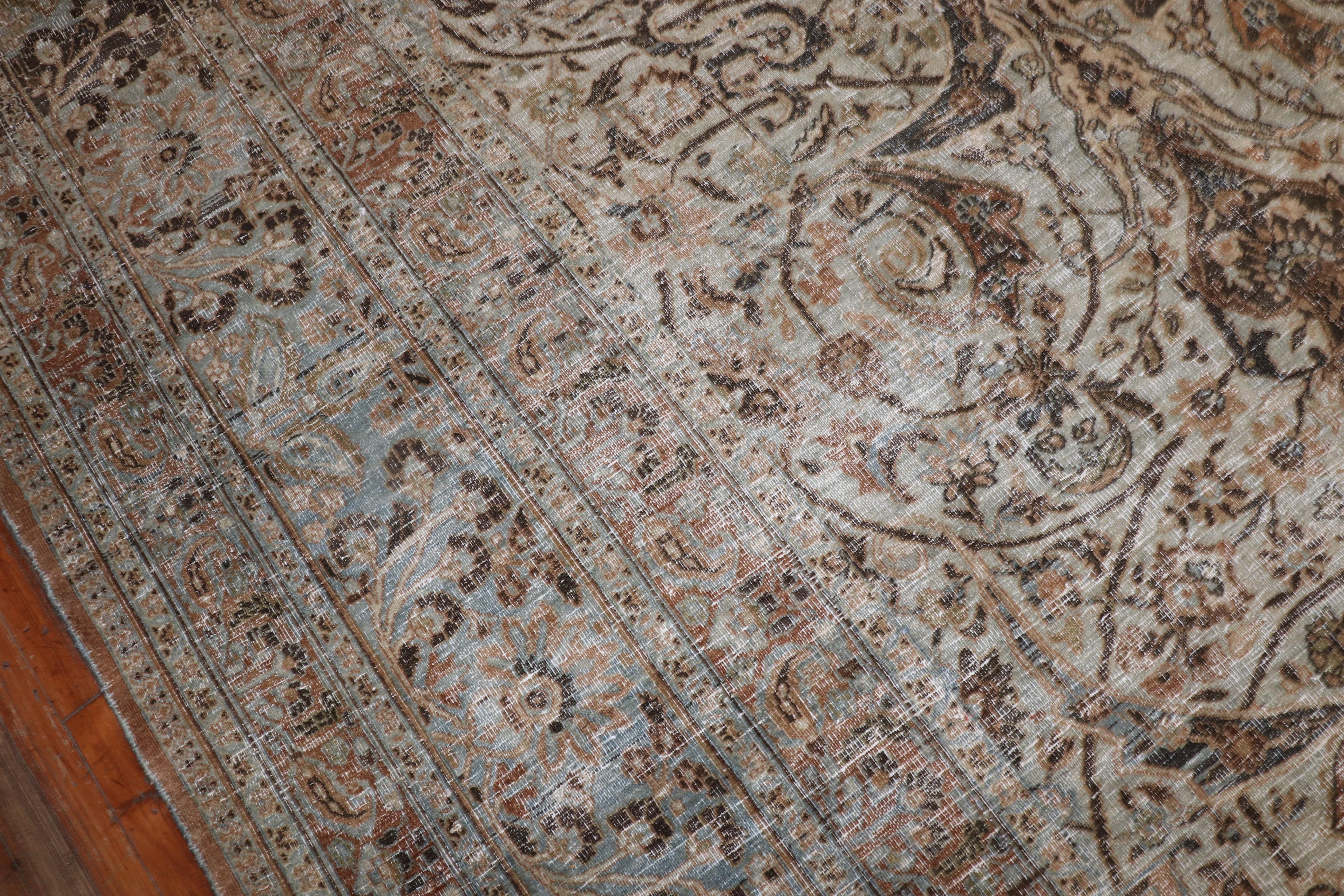 Zabihi Collection Antique Worn Persian Oversize Carpet For Sale 4