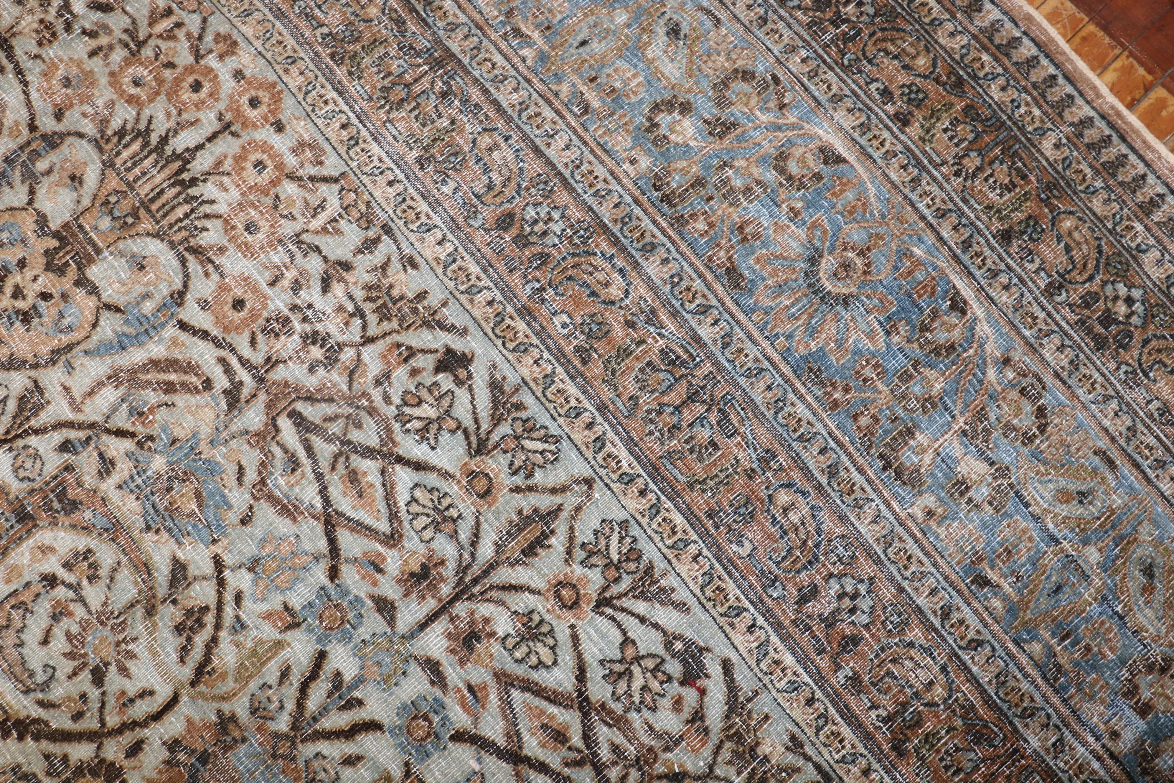 Zabihi Collection Antique Worn Persian Oversize Carpet For Sale 6