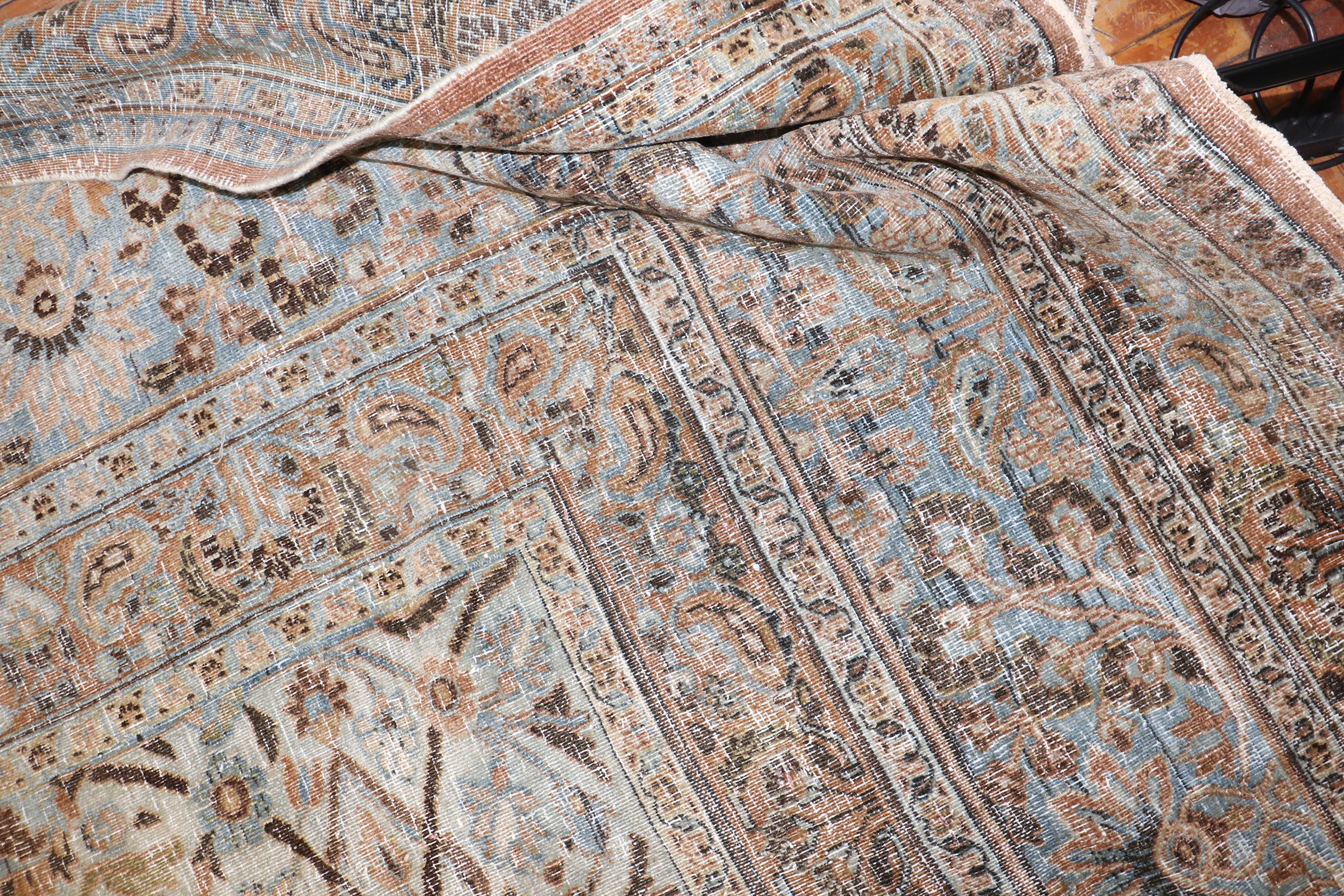 Zabihi Collection Antique Worn Persian Oversize Carpet For Sale 7