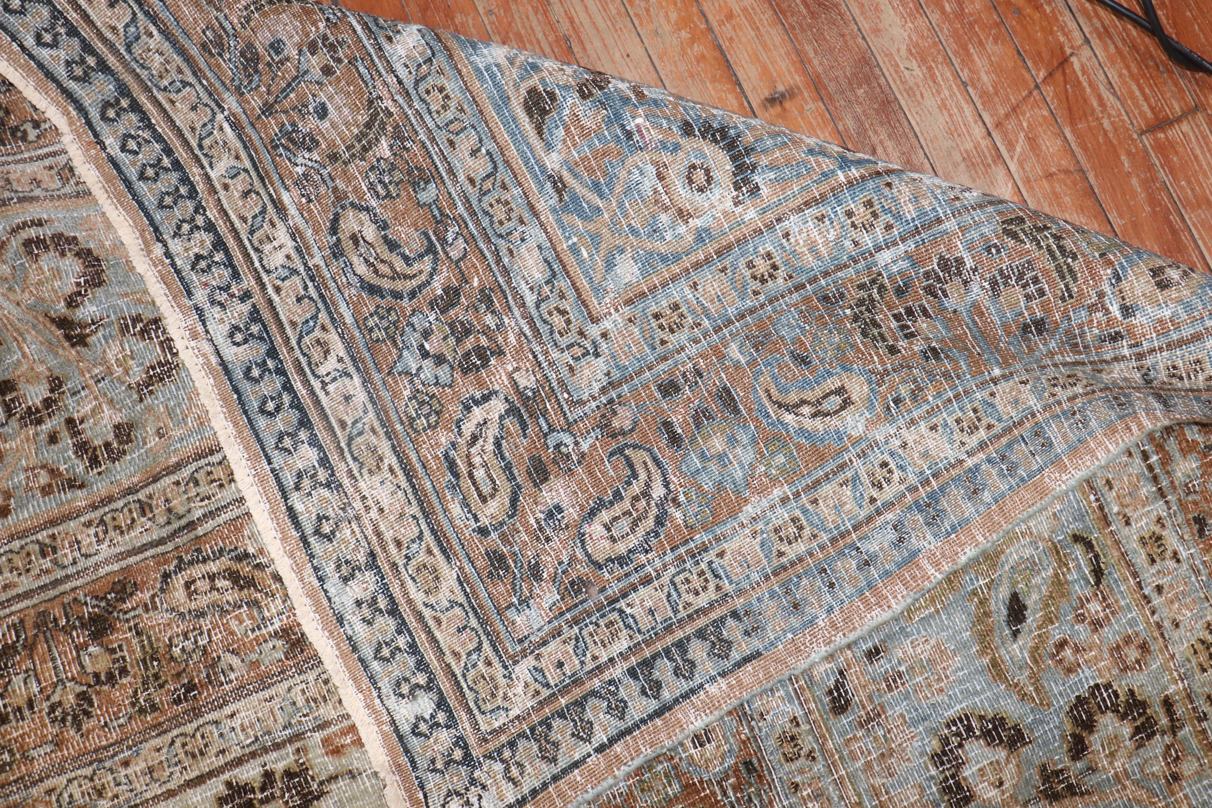 Zabihi Collection Antique Worn Persian Oversize Carpet For Sale 2