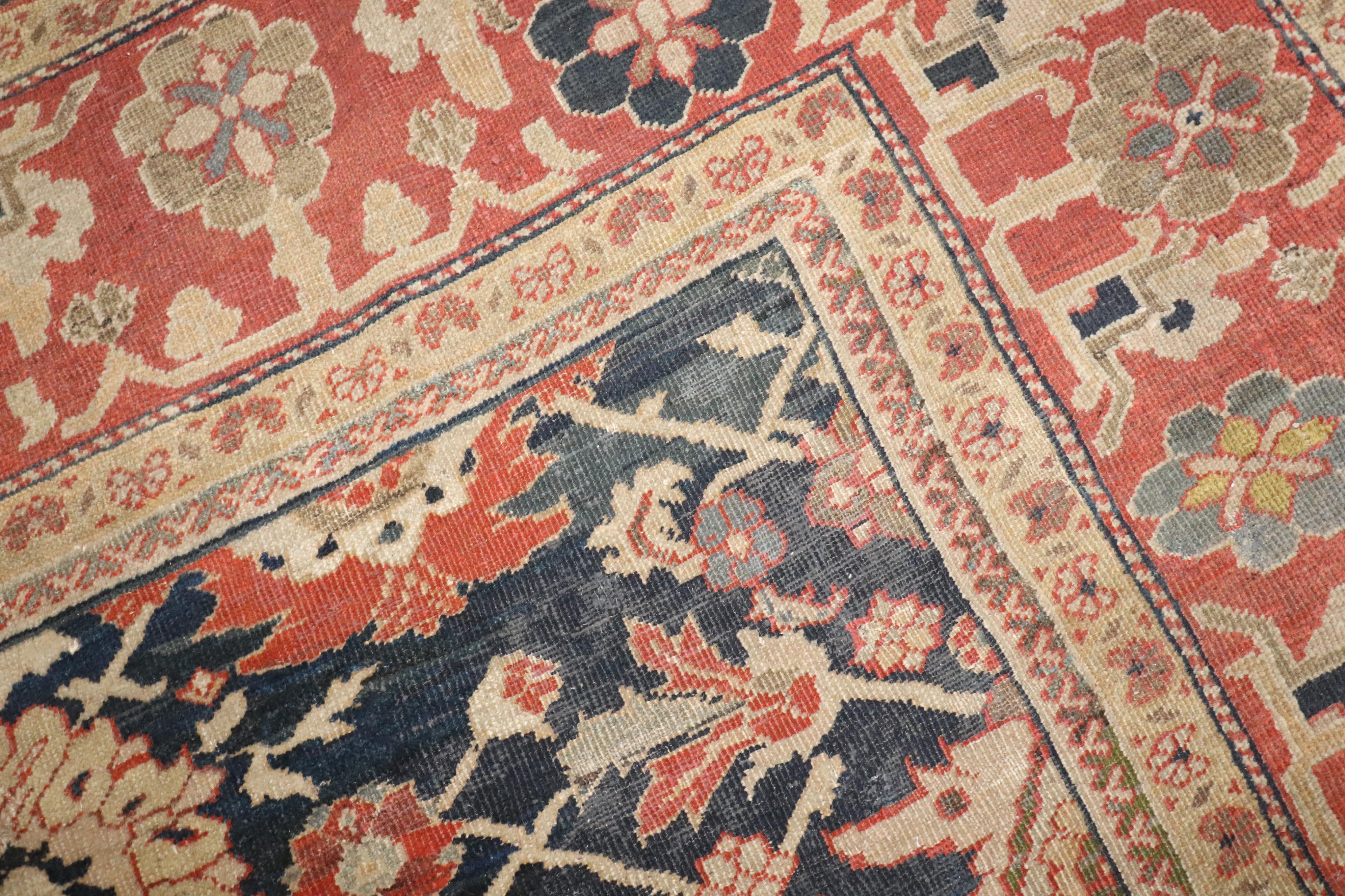 Rustico Zabihi Collection Antico Ziegler Mahal Tappeto persiano del XIX secolo in vendita