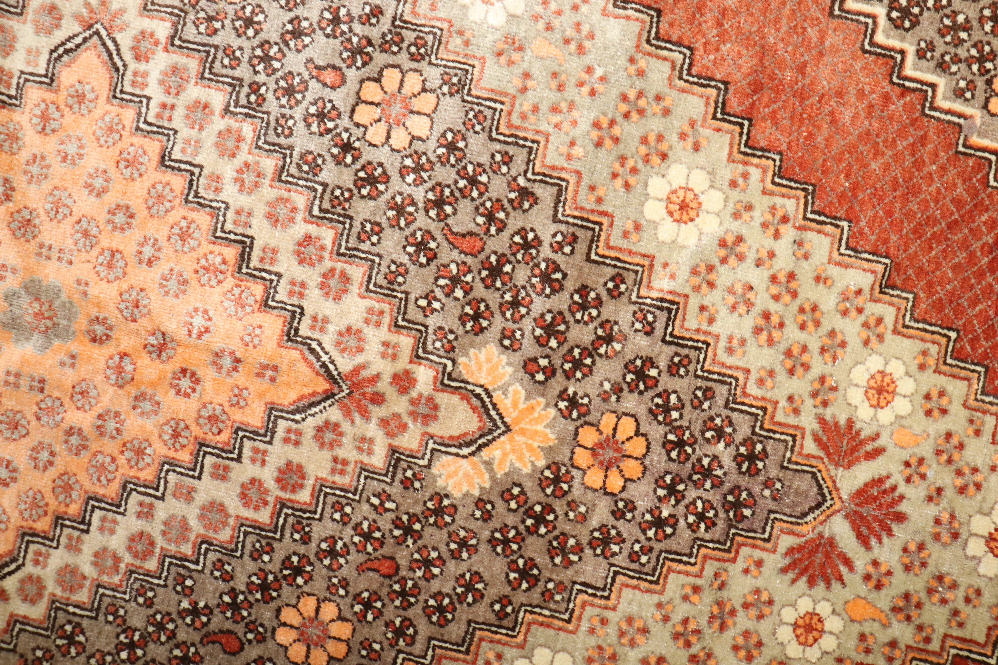 Zabihi Collection Apricot Color  Khotan Gallery Rug In Good Condition For Sale In New York, NY
