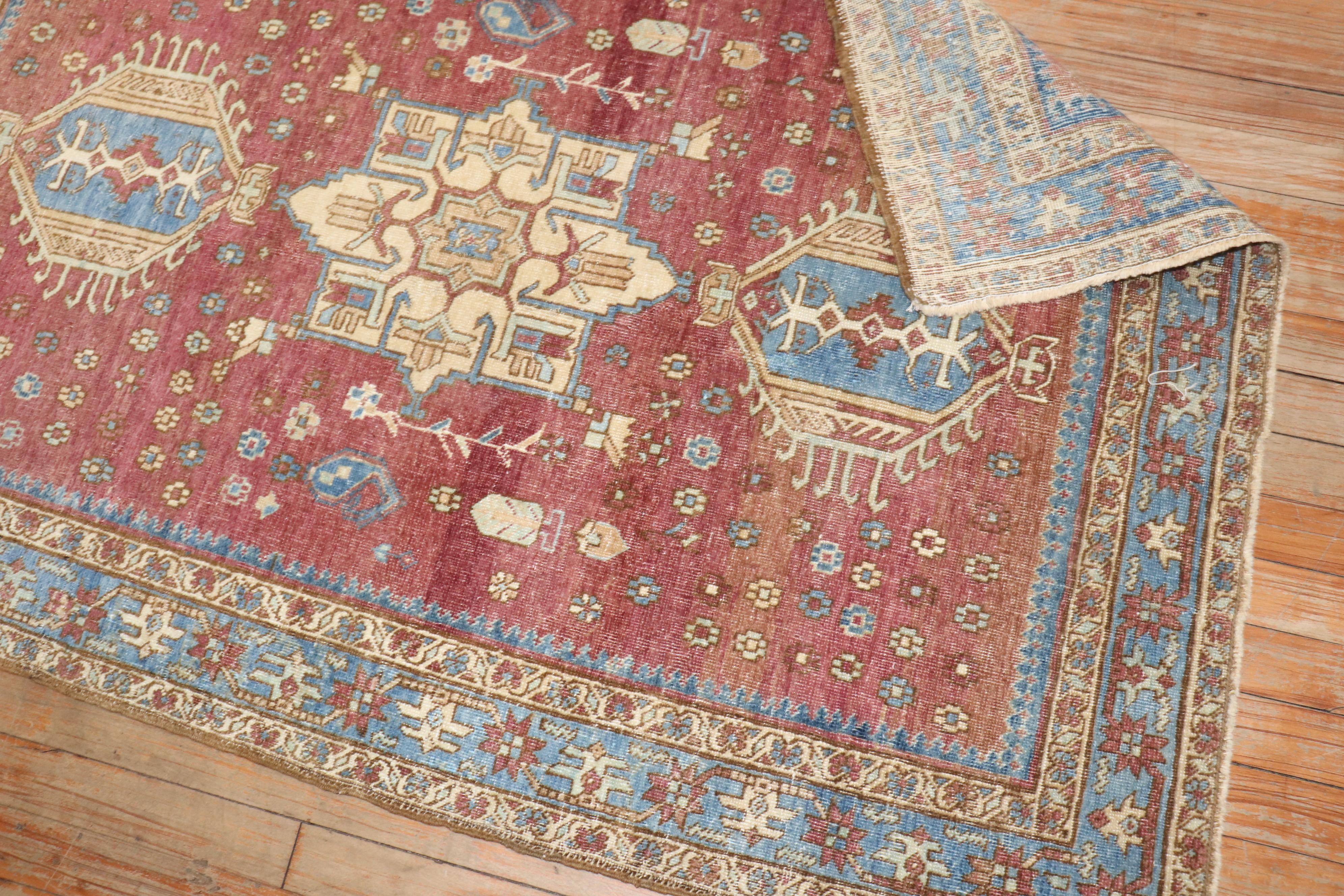 Zabihi Collection Aubergine Persian Heriz Scatter Rug In Good Condition In New York, NY