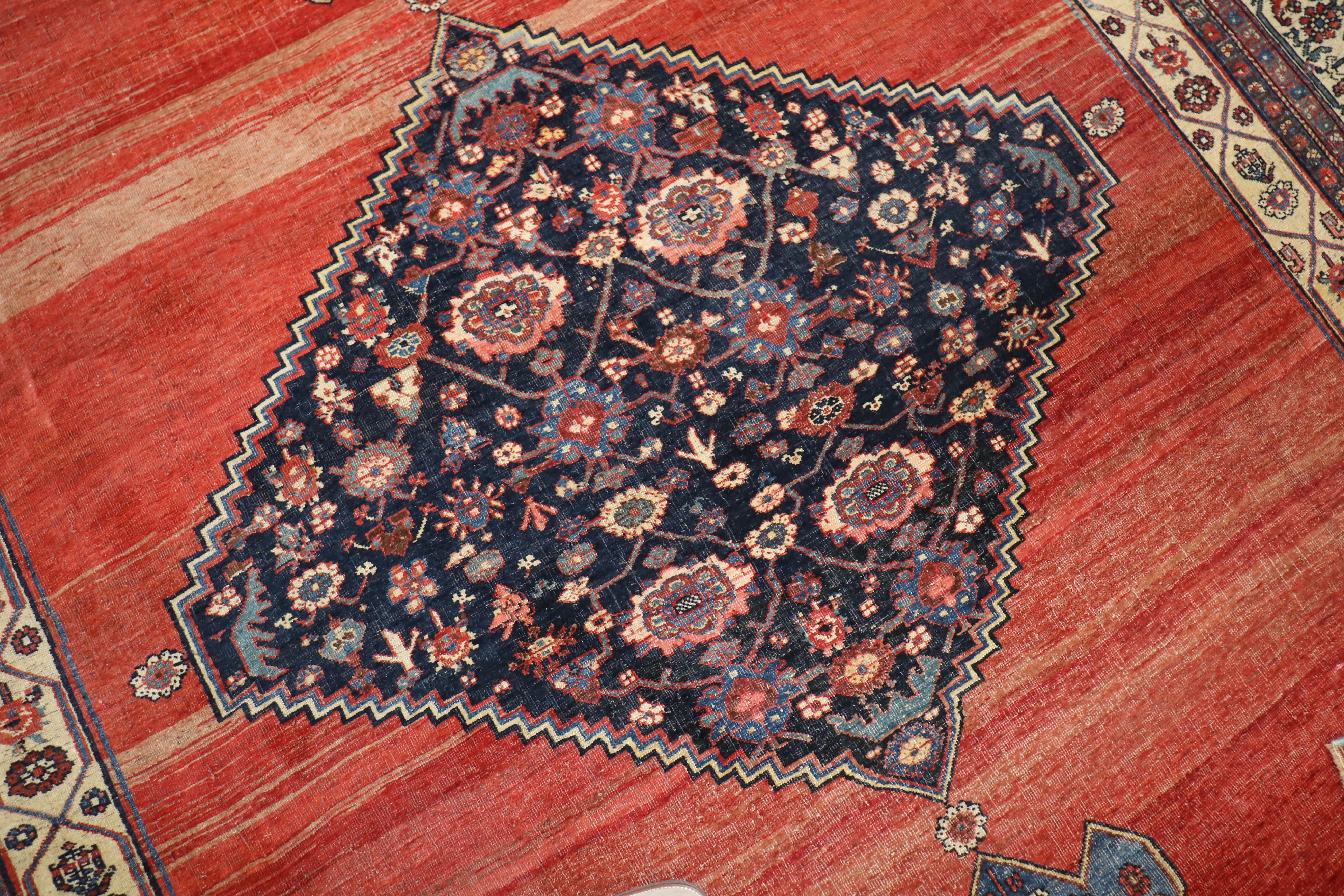 Tribal Zabihi Collection  Authentic Antique Persian Bidjar Rug For Sale
