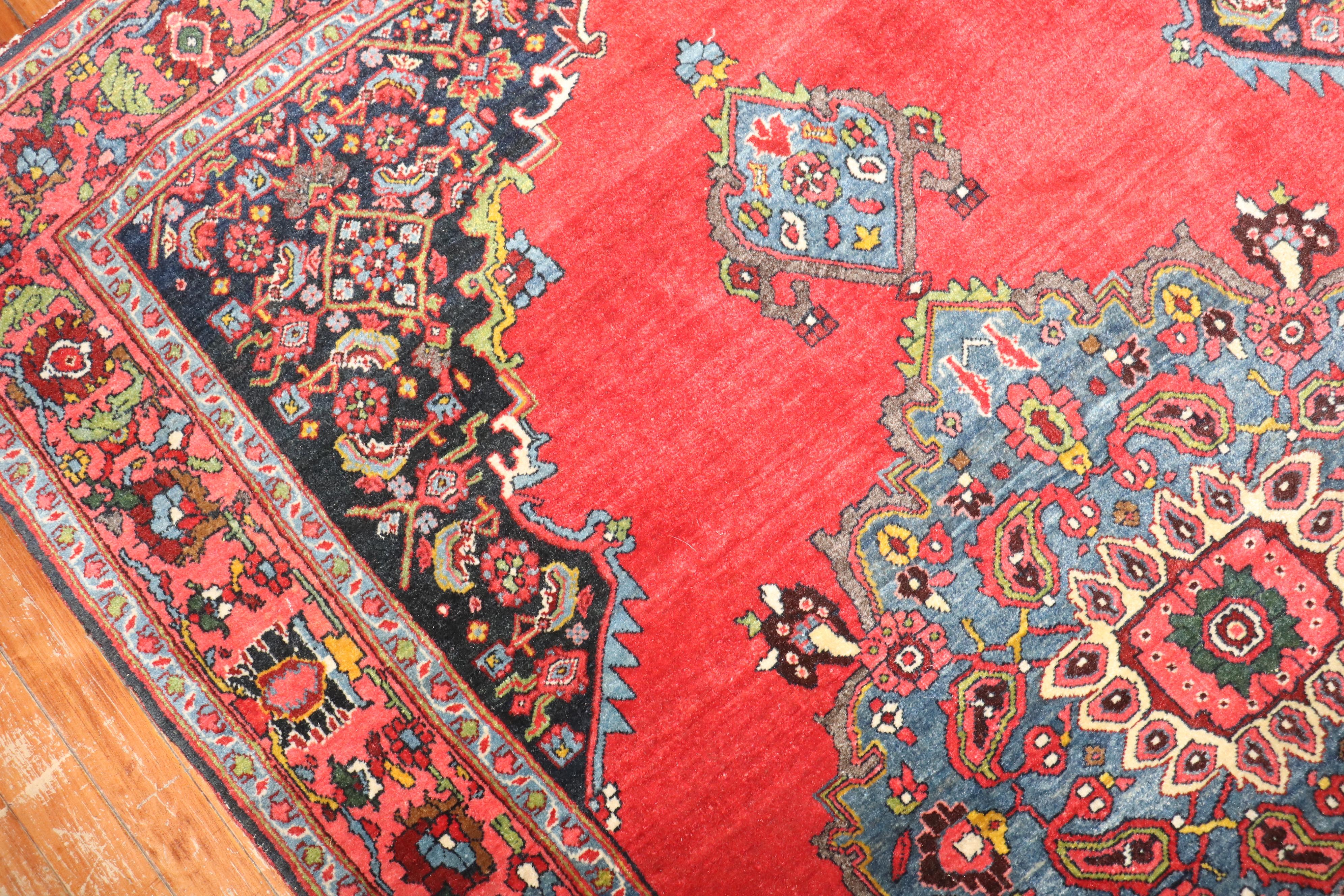 Tribal Zabihi Collection Authentic Antique Persian Bidjar Rug For Sale