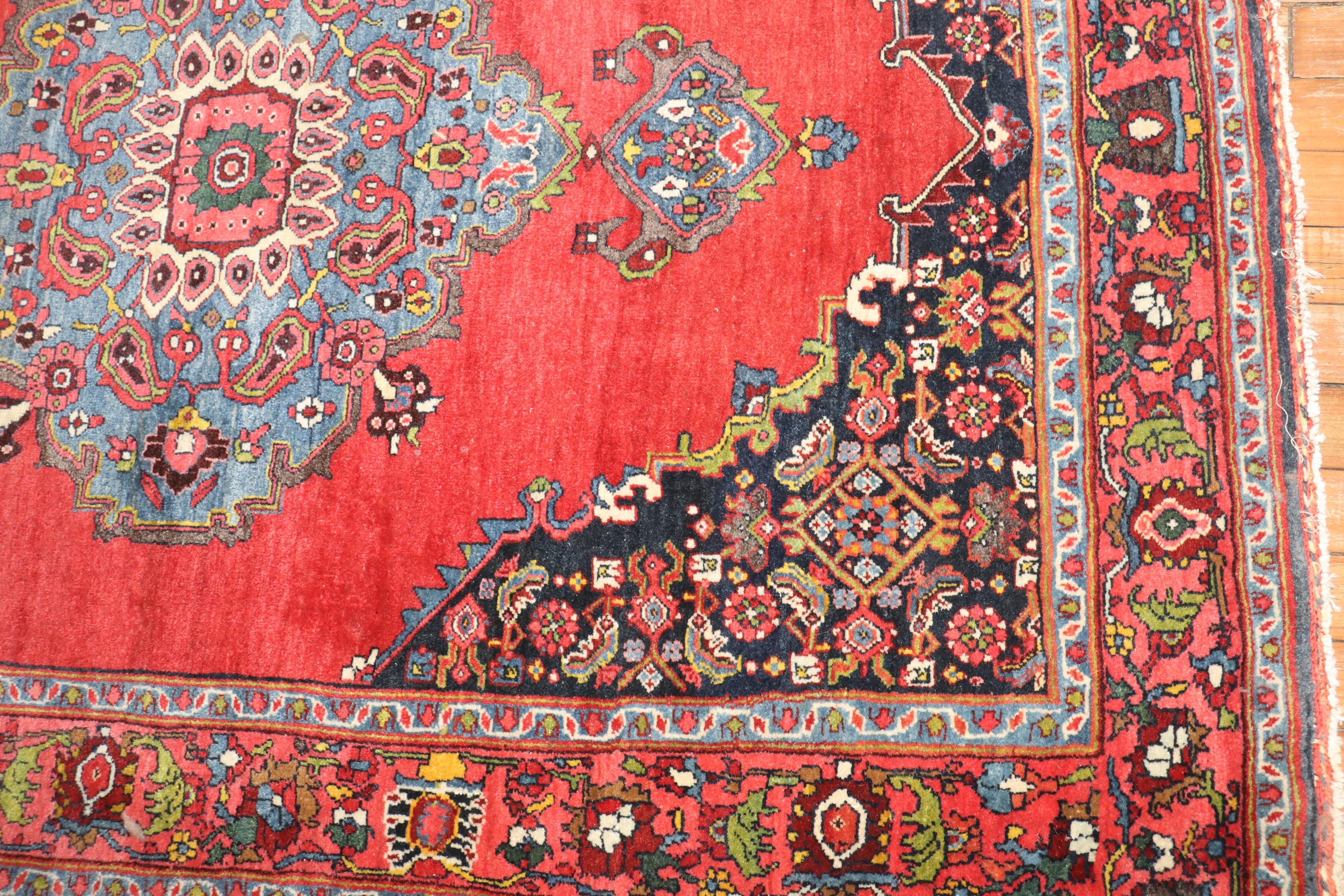 Hand-Knotted Zabihi Collection Authentic Antique Persian Bidjar Rug For Sale
