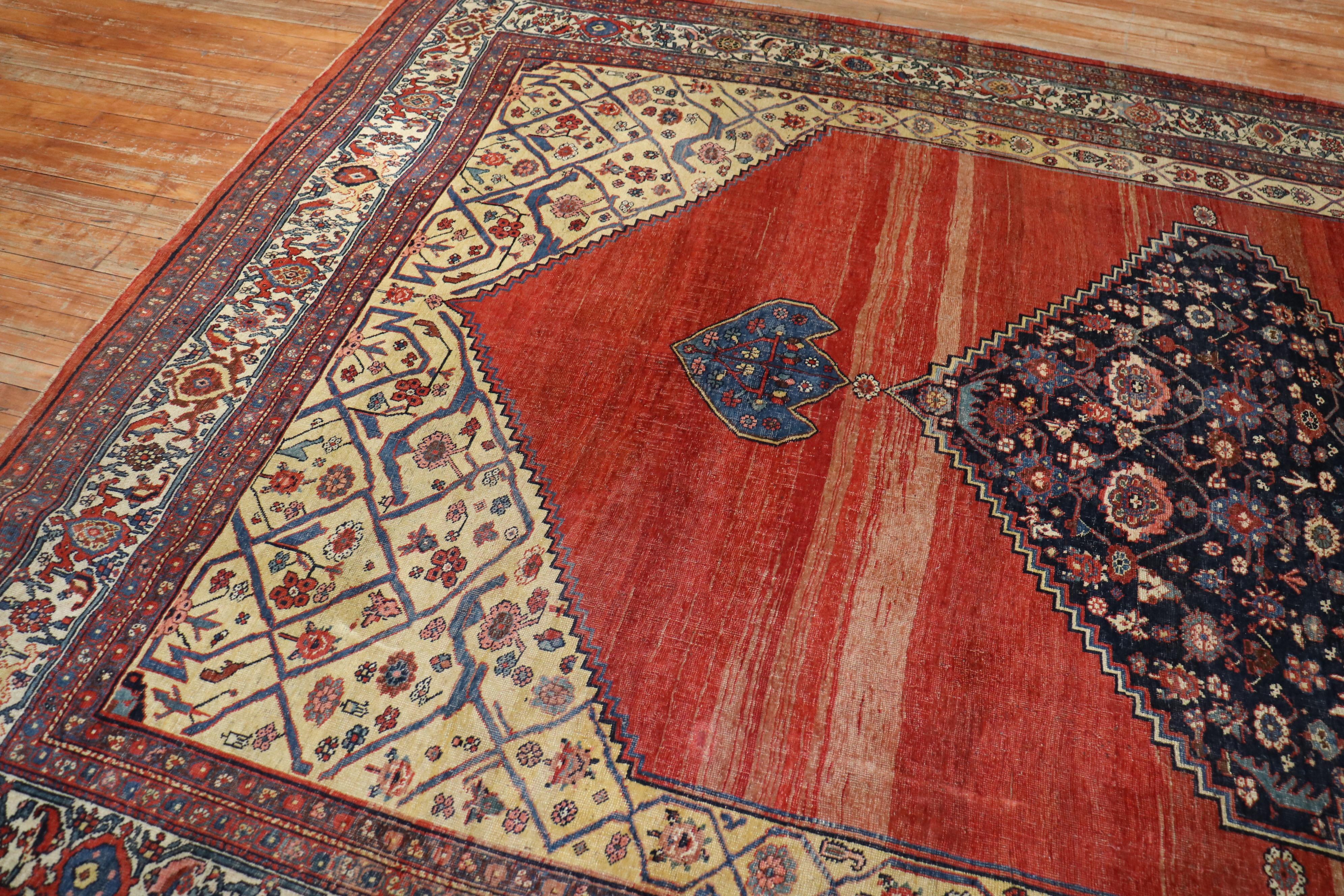 Zabihi Collection  Authentic Antique Persian Bidjar Rug In Good Condition For Sale In New York, NY