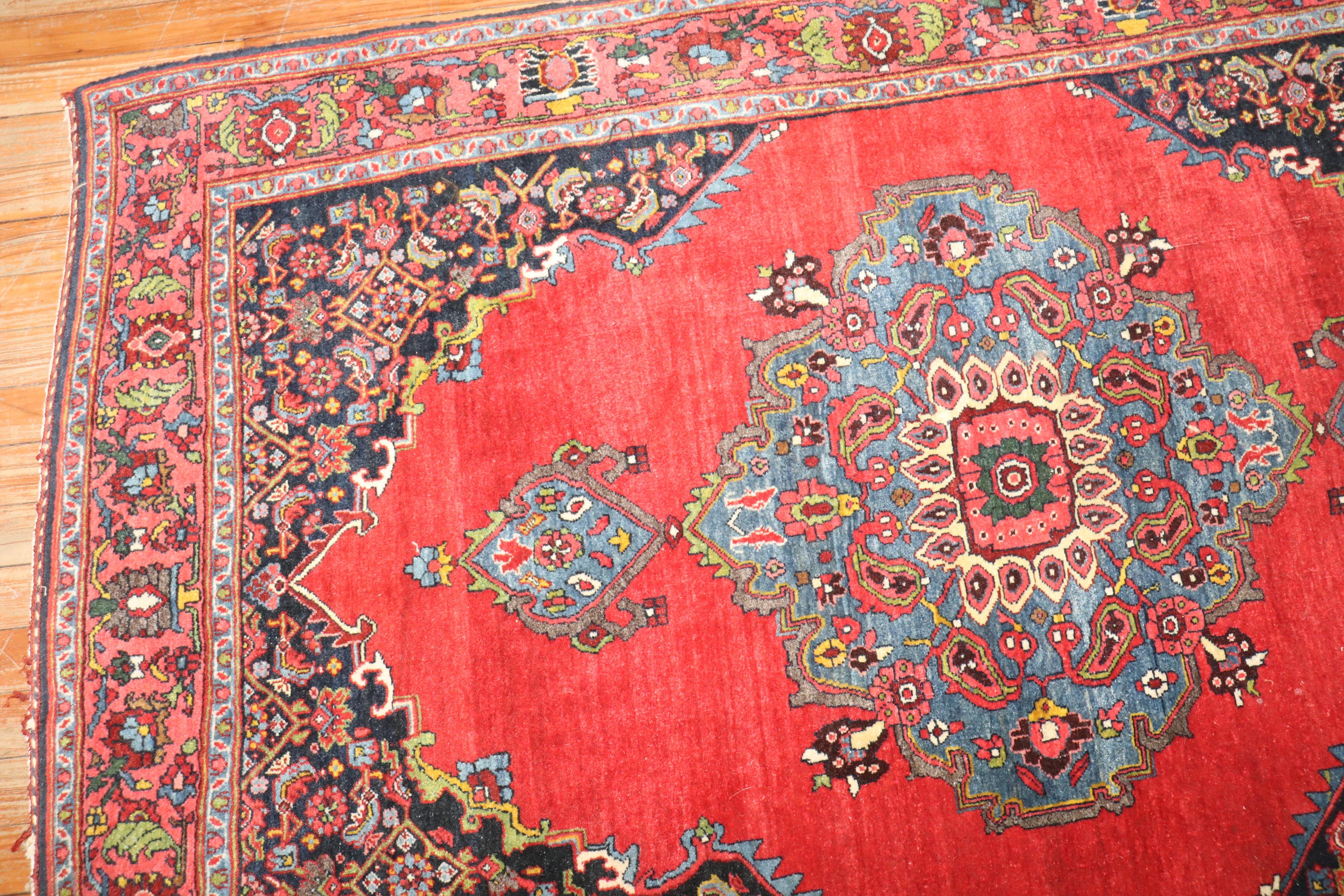 Zabihi Collection Authentic Antique Persian Bidjar Rug In Good Condition For Sale In New York, NY