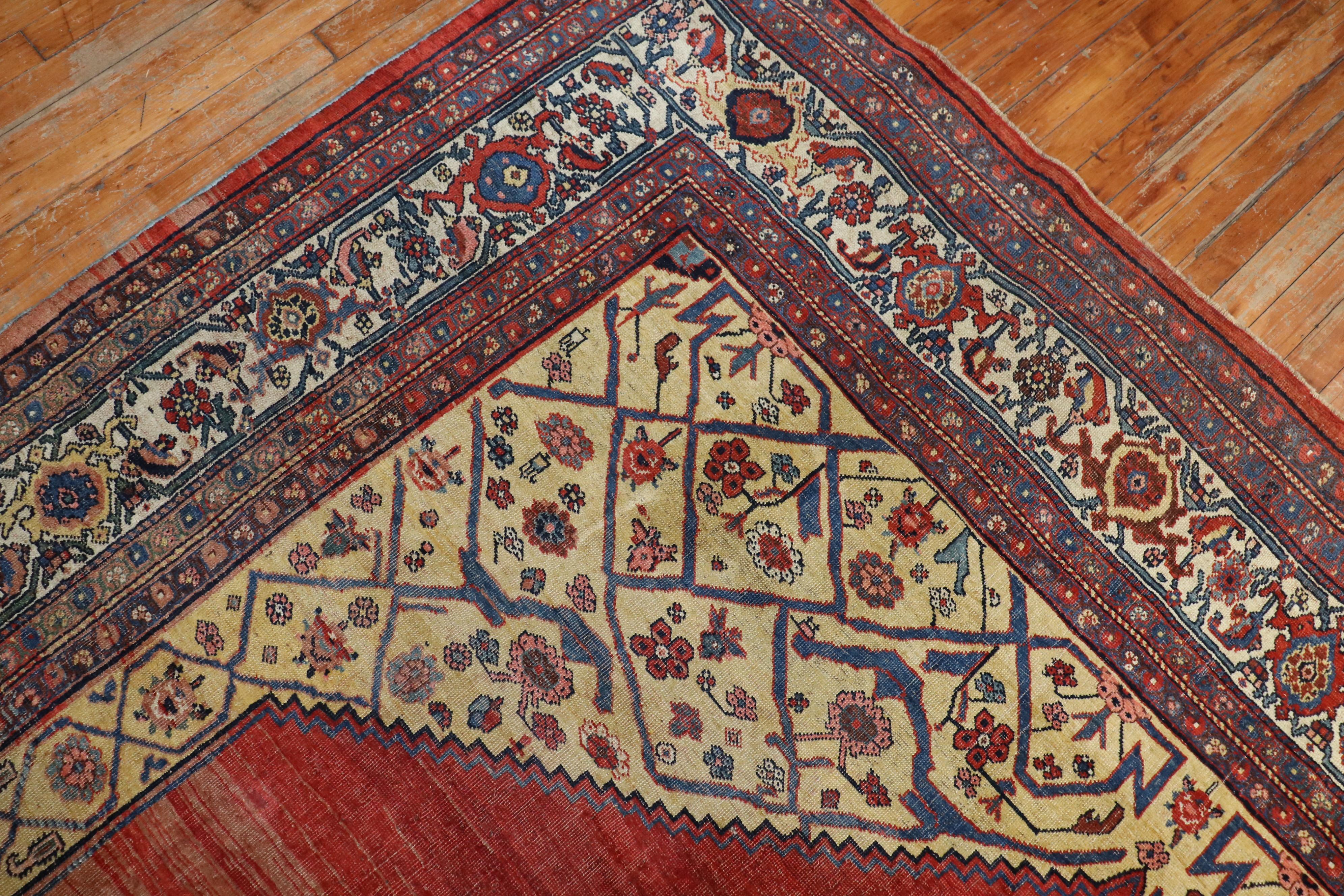 20th Century Zabihi Collection  Authentic Antique Persian Bidjar Rug For Sale