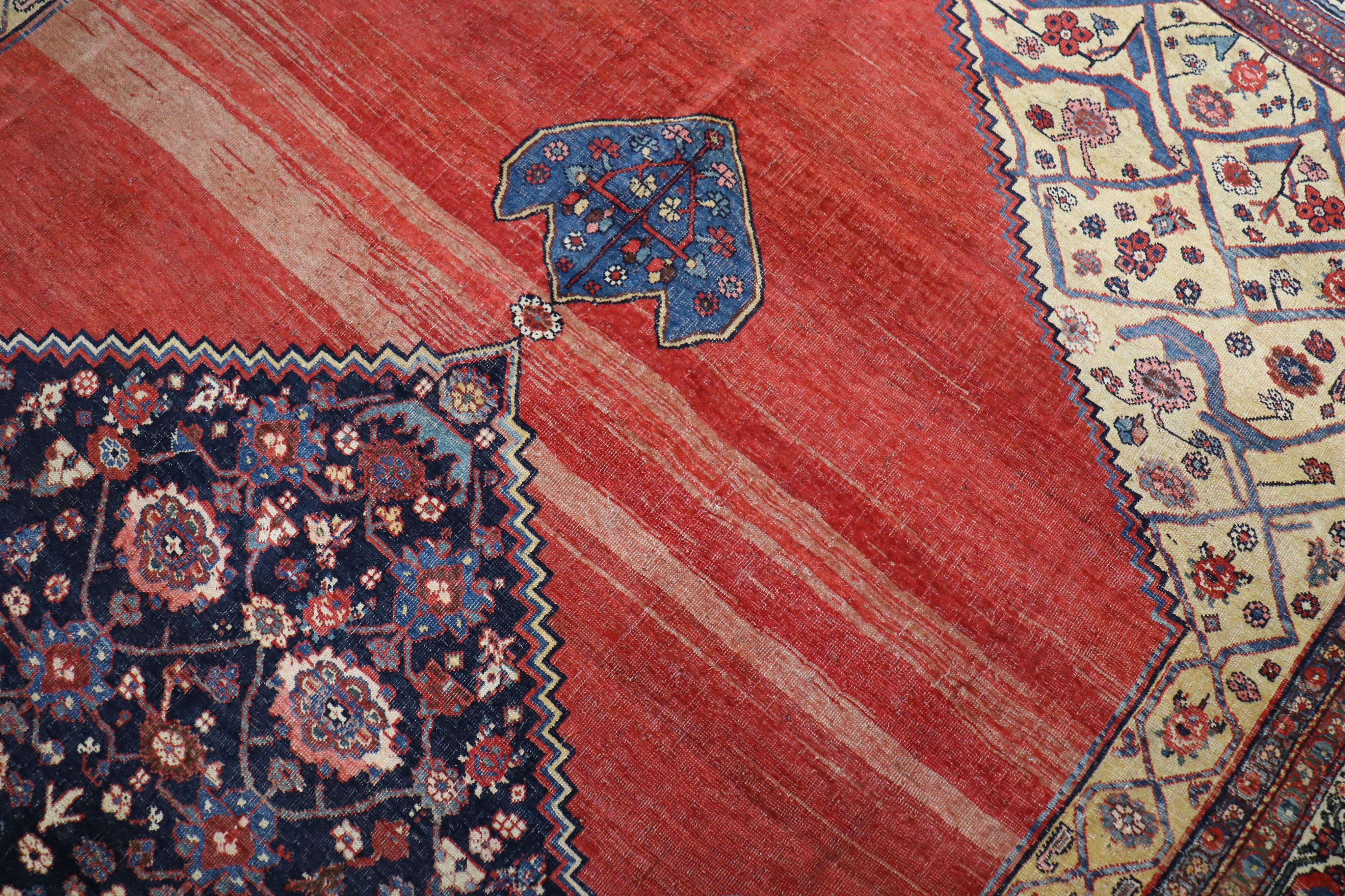 Wool Zabihi Collection  Authentic Antique Persian Bidjar Rug For Sale