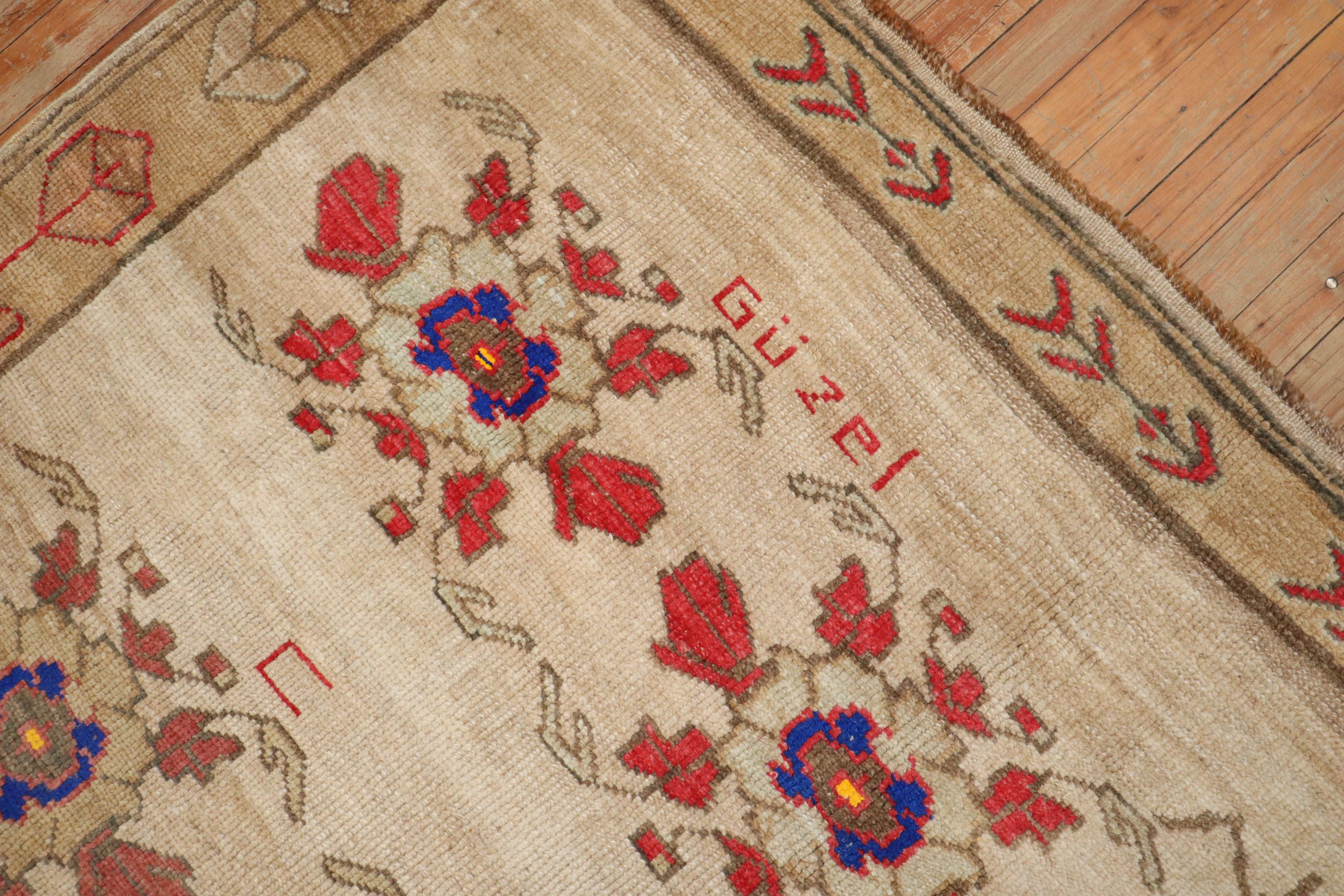 Arts and Crafts Zabihi Collection Beautiful Floral Turkish Kars Rug  For Sale