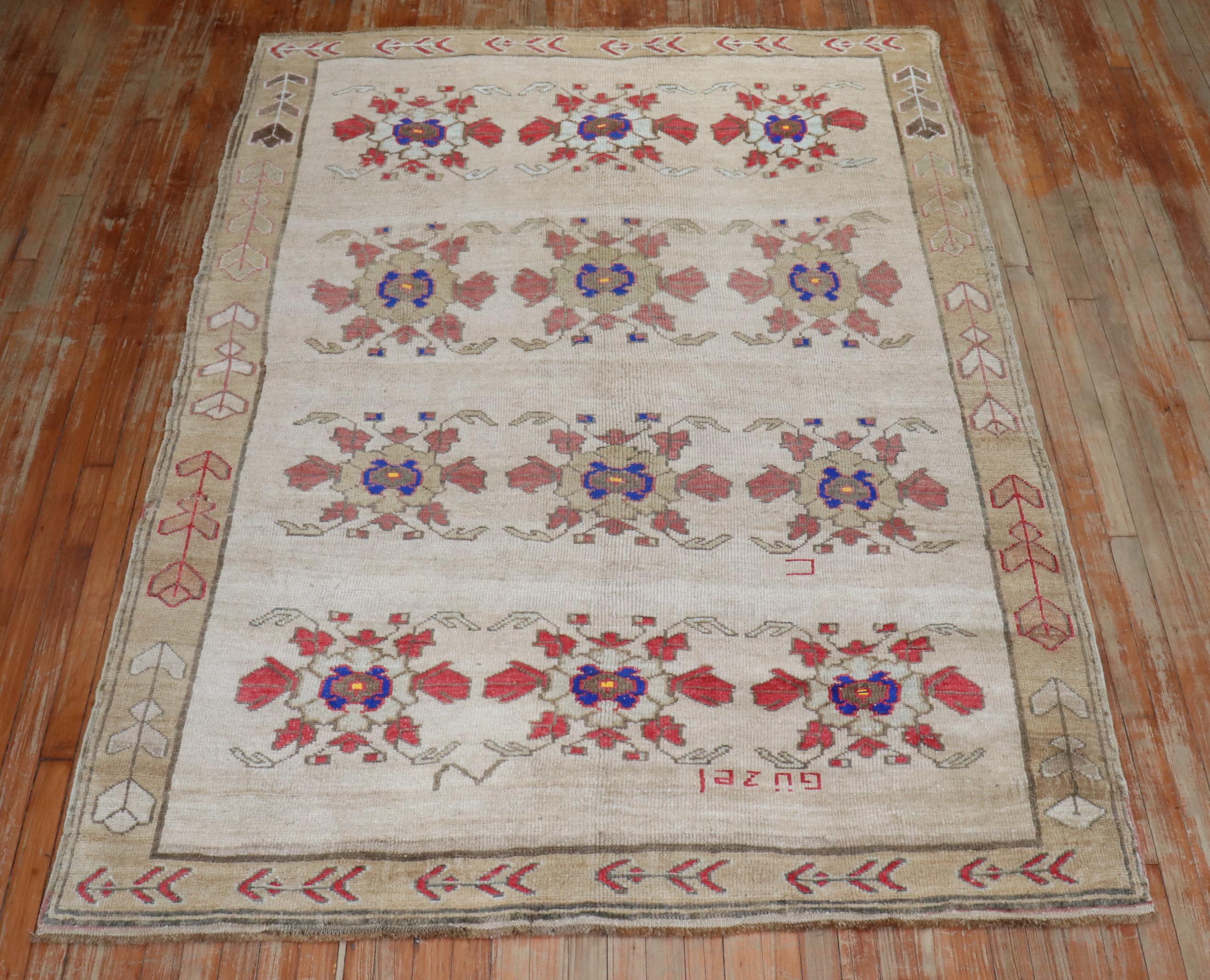 Hand-Knotted Zabihi Collection Beautiful Floral Turkish Kars Rug  For Sale