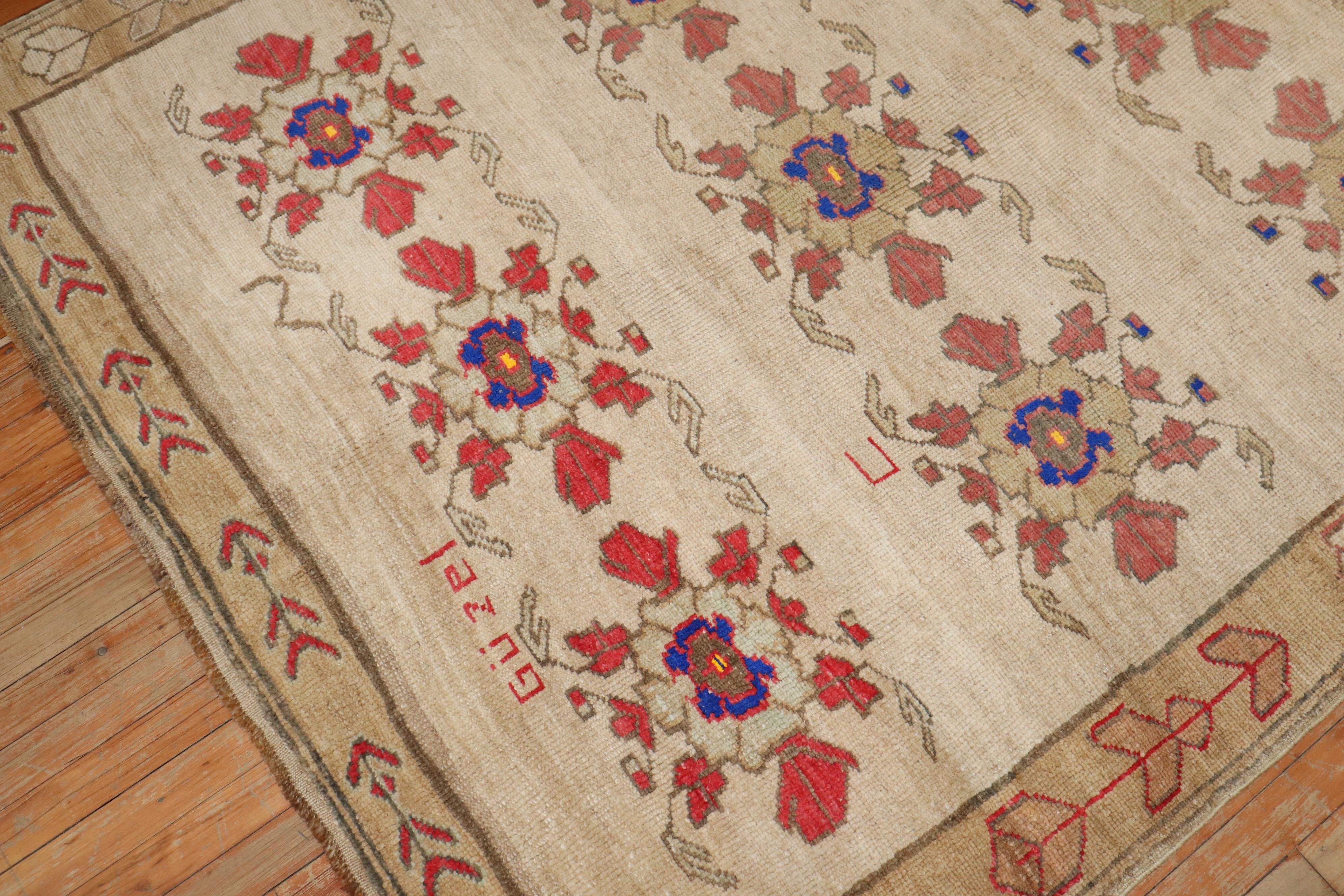 20th Century Zabihi Collection Beautiful Floral Turkish Kars Rug  For Sale