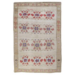 Vintage Zabihi Collection Beautiful Floral Turkish Kars Rug 