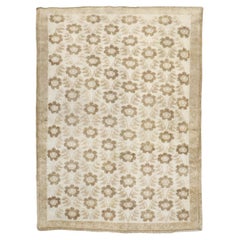 Zabihi Collection Beautiful Floral Turkish Kars Small White Brown Rug